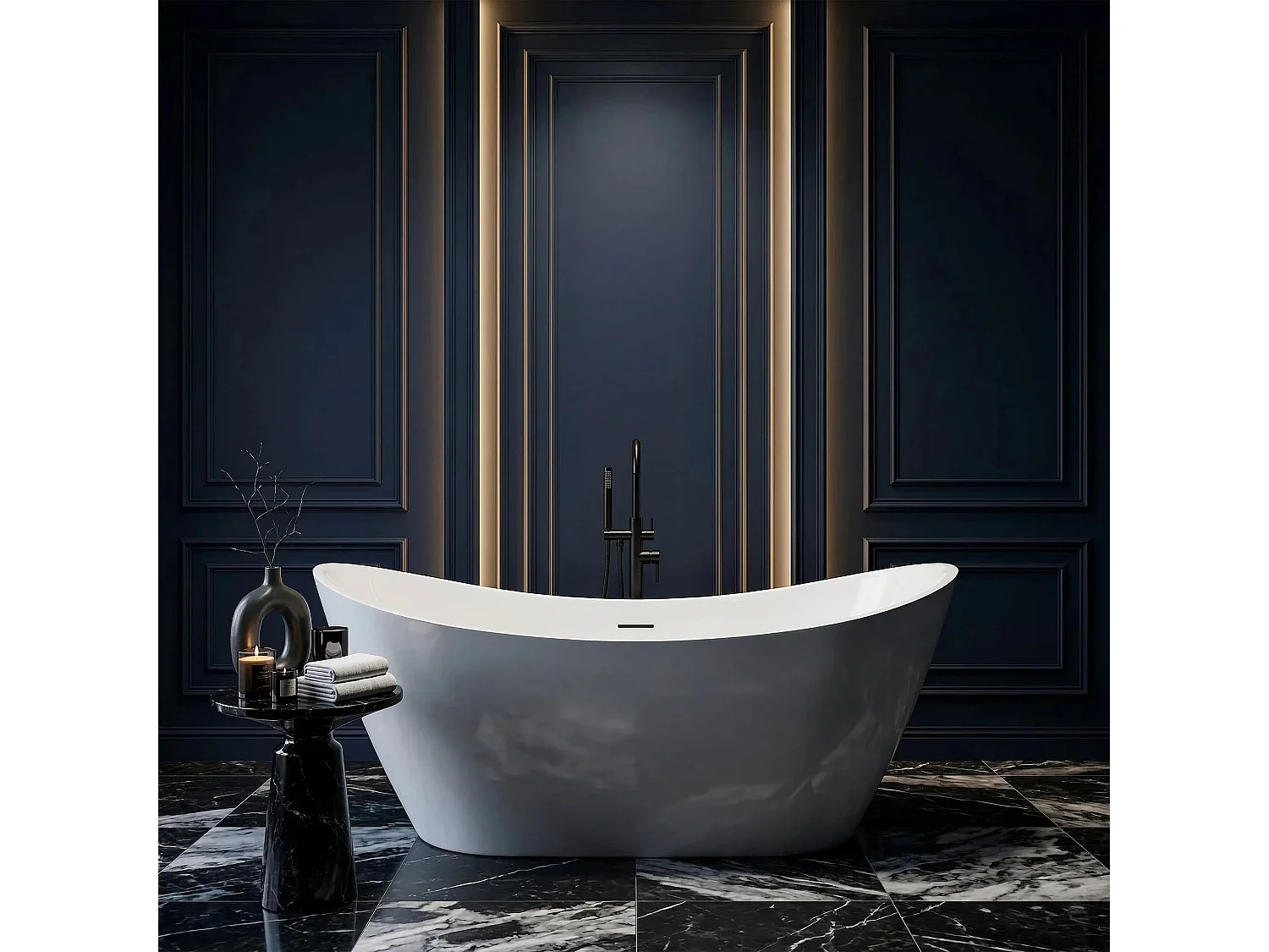 Baignoire Îlot Rea Ferrano 150 Cm Bonde Chrome White