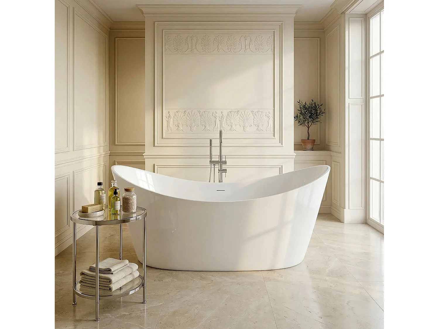 Baignoire Îlot Rea Ferrano 150 Cm Bonde Chrome White
