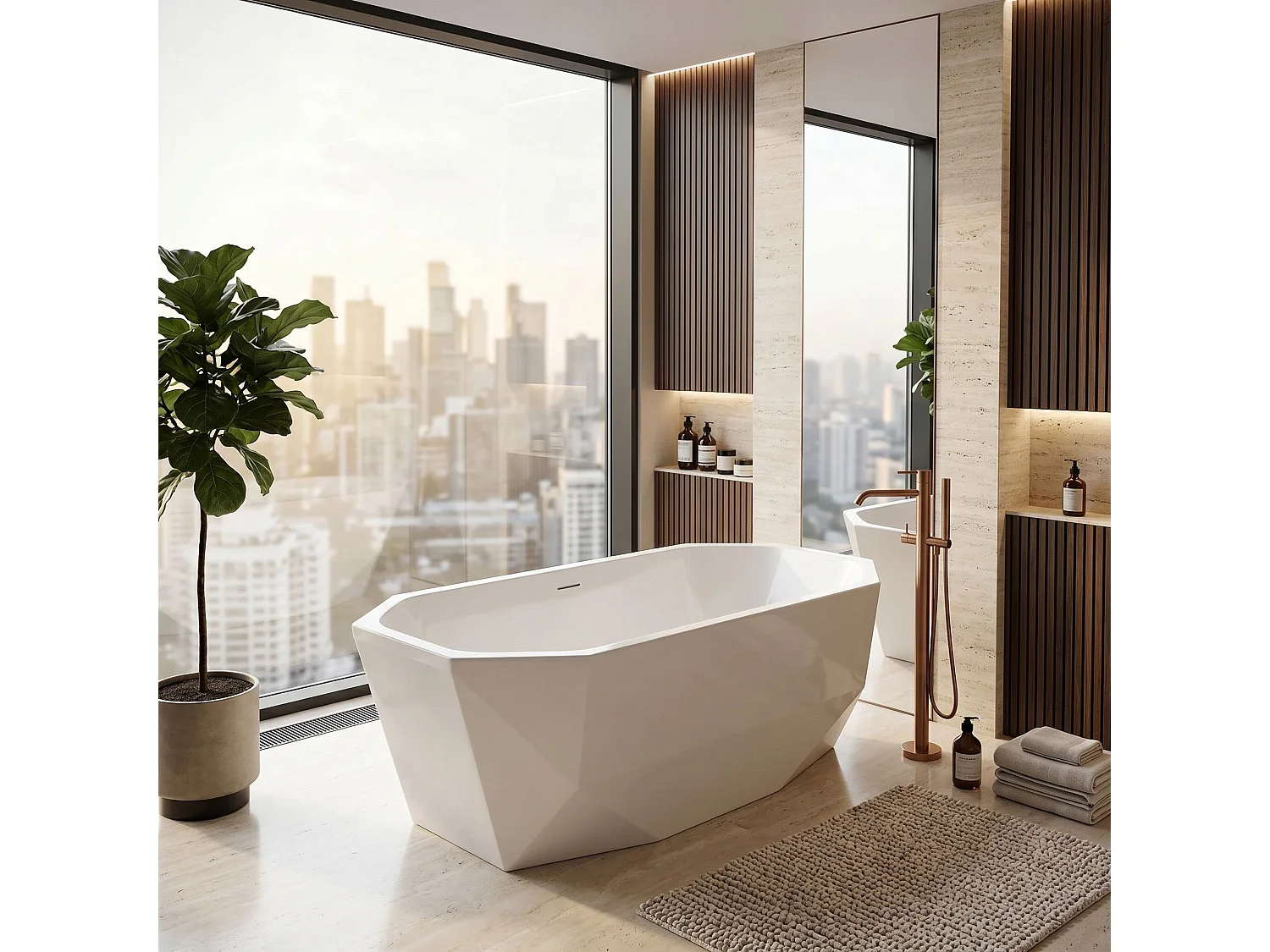 Baignoire Îlot Rea Diamanti 170 Cm White