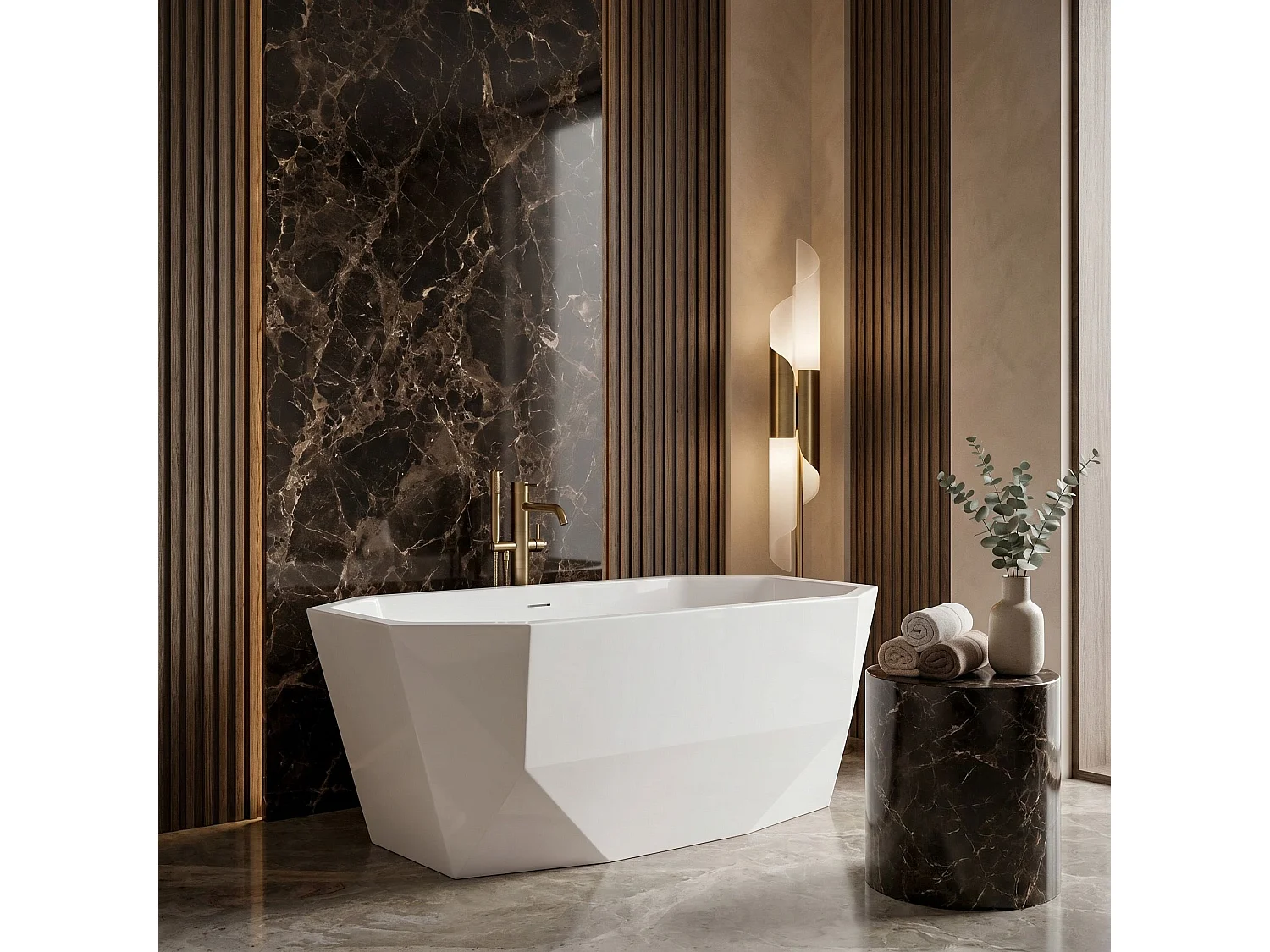 Baignoire Îlot Rea Diamanti 170 Cm White
