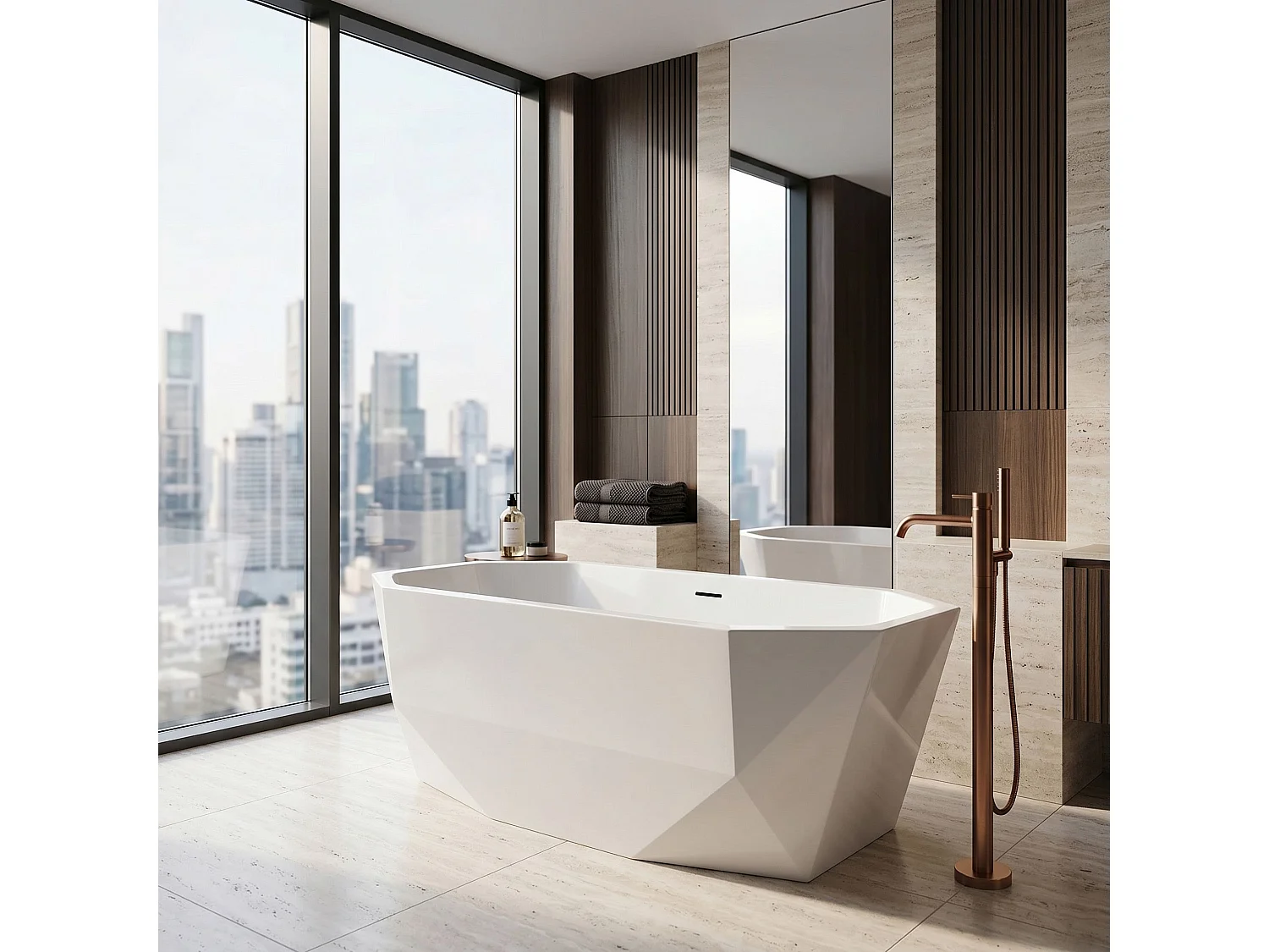 Baignoire Îlot Rea Diamanti 170 Cm White