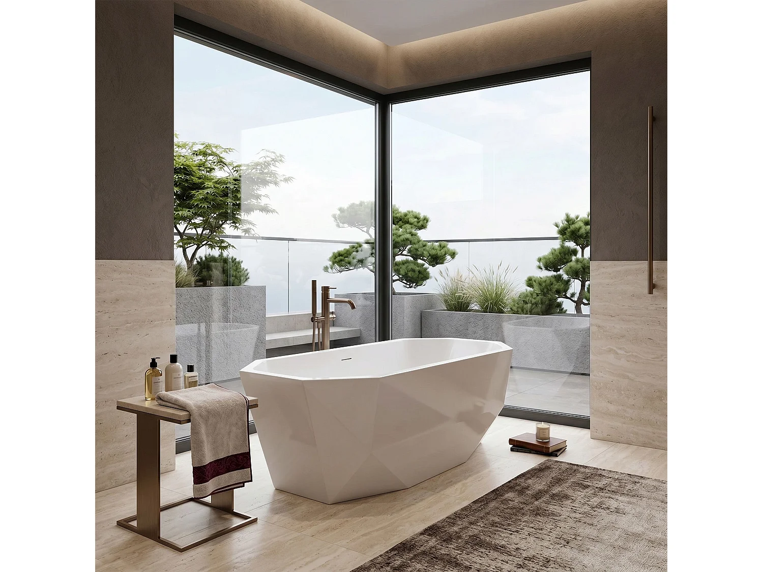 Baignoire Îlot Rea Diamanti 170 Cm White