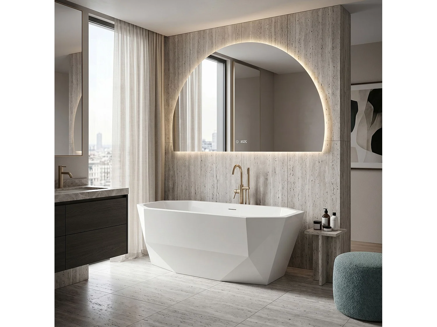 Baignoire Îlot Rea Diamanti 170 Cm White