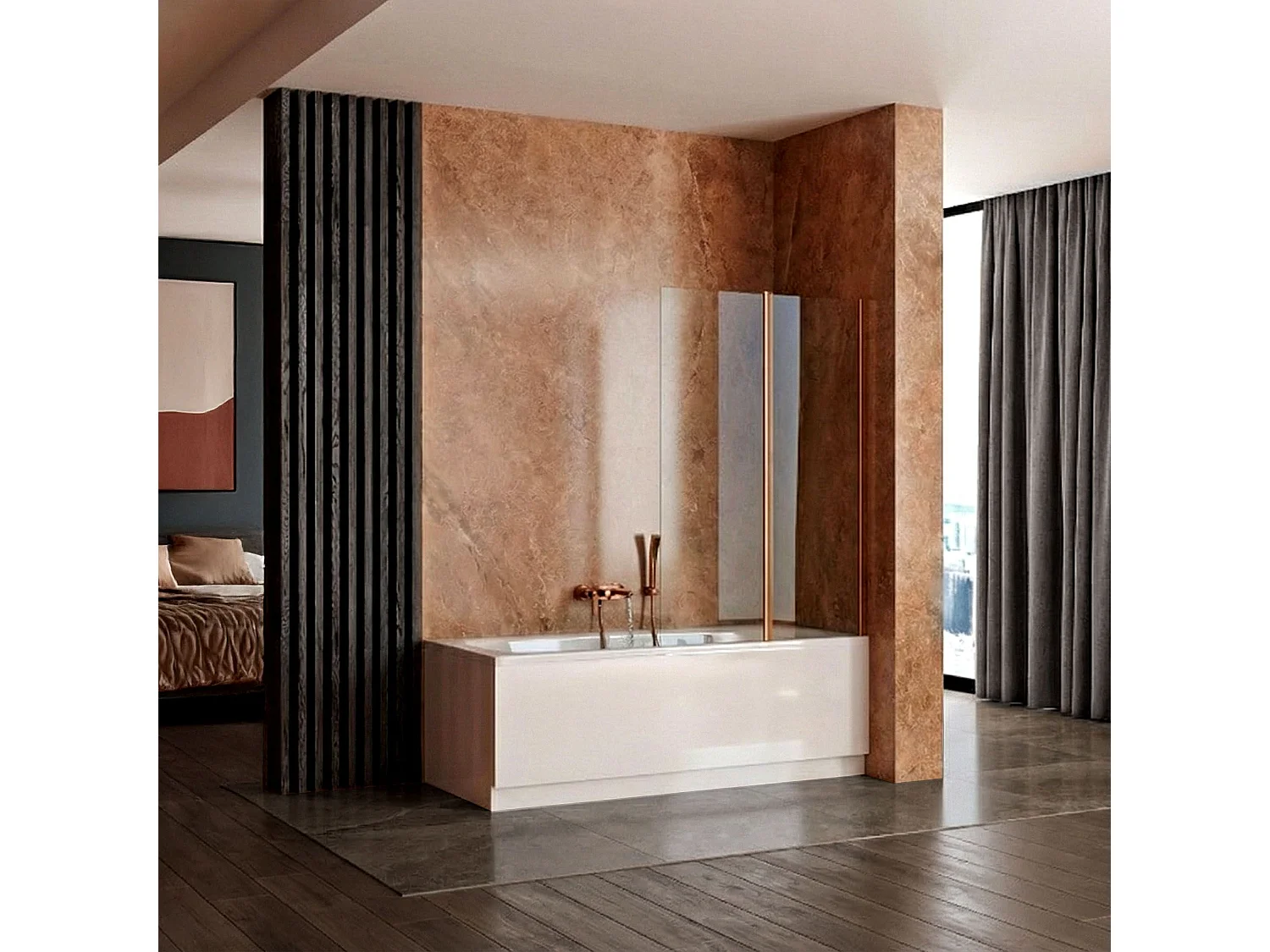 Pare-Baignoire Rea Agat-2 100 Brush Copper