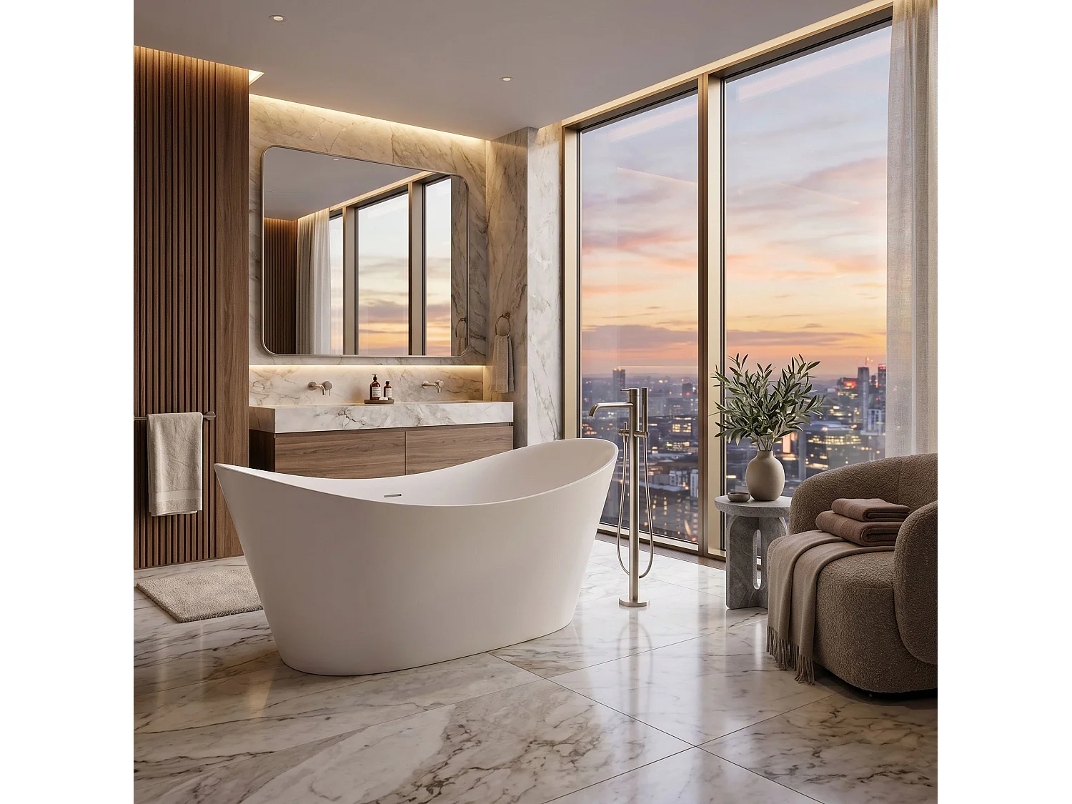 Baignoire Îlot Rea Ferrano 170 Cm Bonde White White