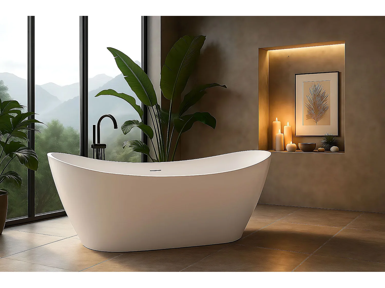 Baignoire Îlot Rea Ferrano 170 Cm Bonde White White