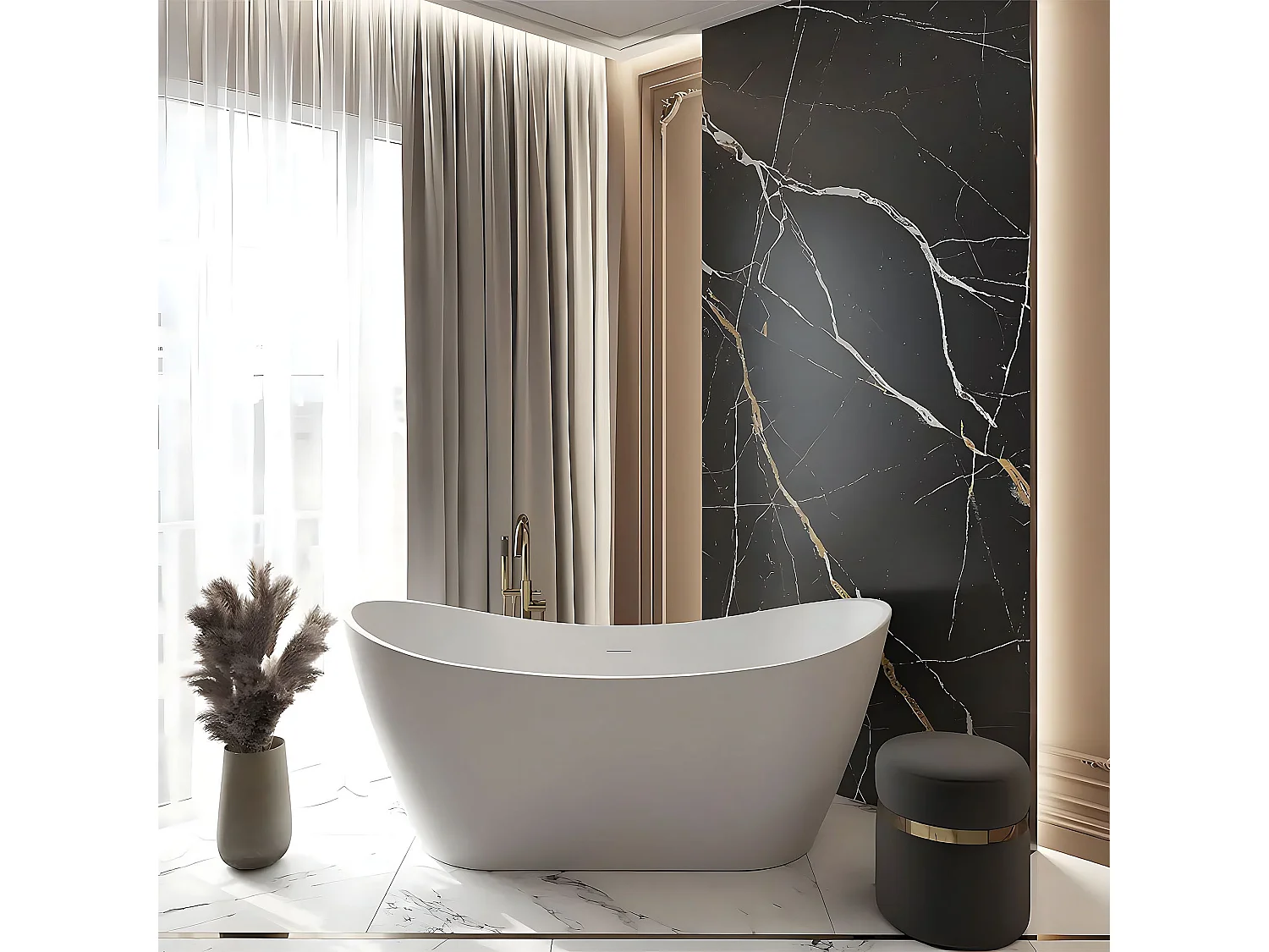Baignoire Îlot Rea Ferrano 170 Cm Bonde White White