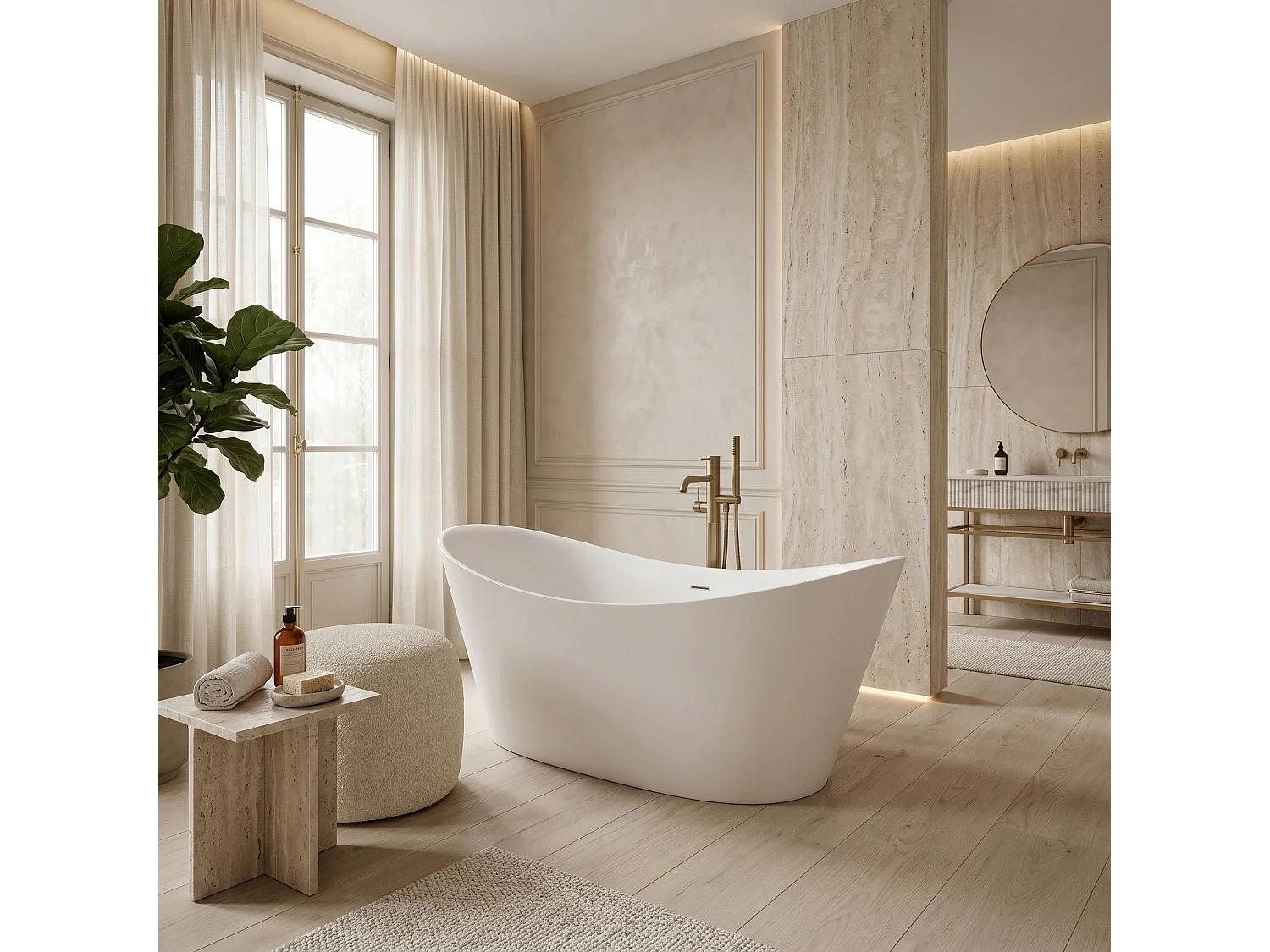 Baignoire Îlot Rea Ferrano 170 Cm Bonde White White
