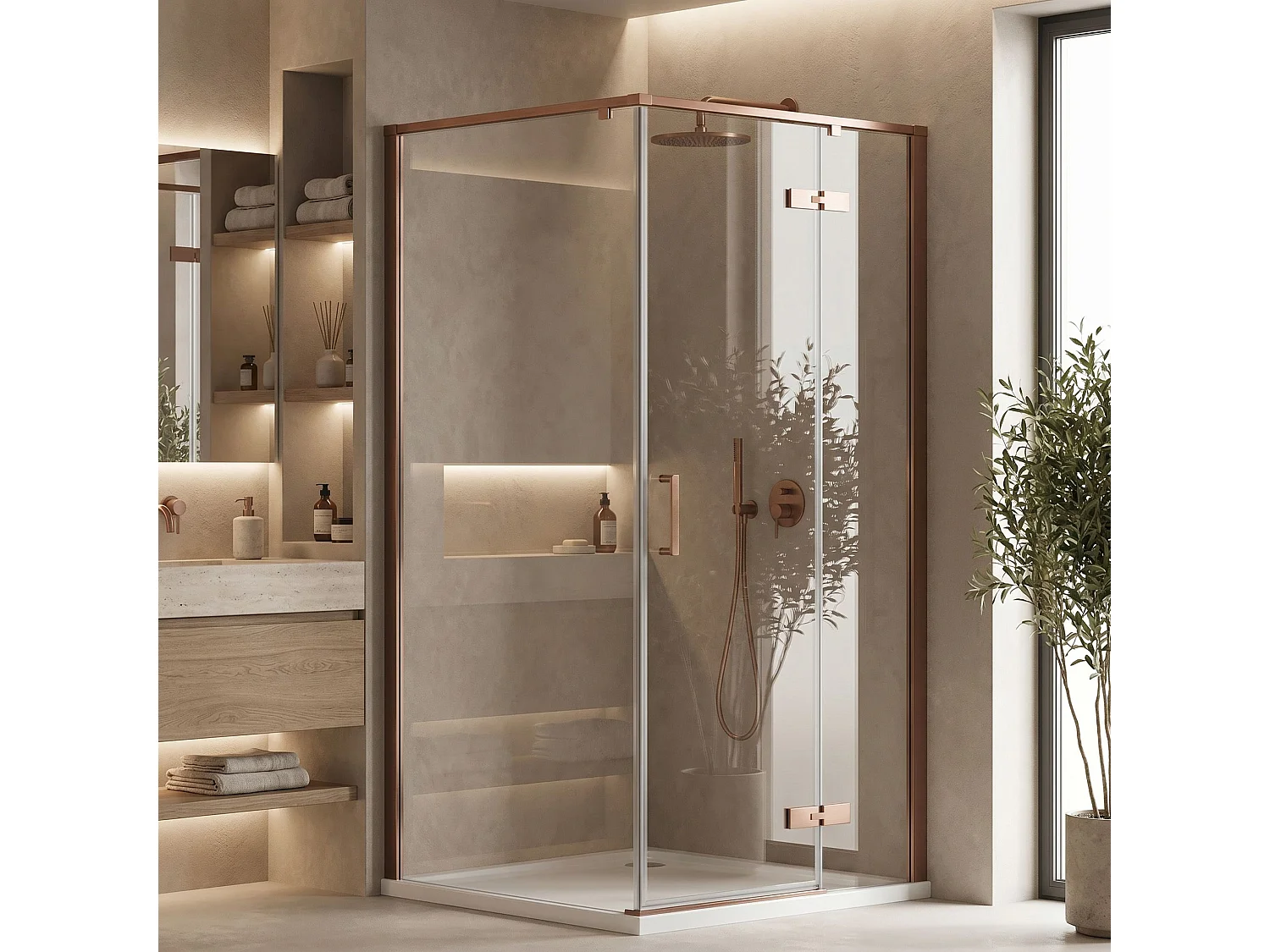 Douchecabine Rea Bruno 90X90 Brush Copper