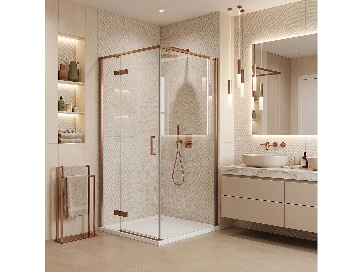 Douchecabine Rea Bruno 90X90 Brush Copper