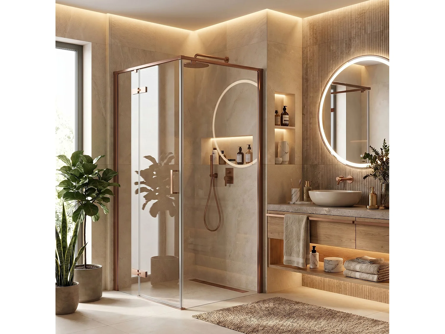 Douchecabine Rea Bruno 90X90 Brush Copper