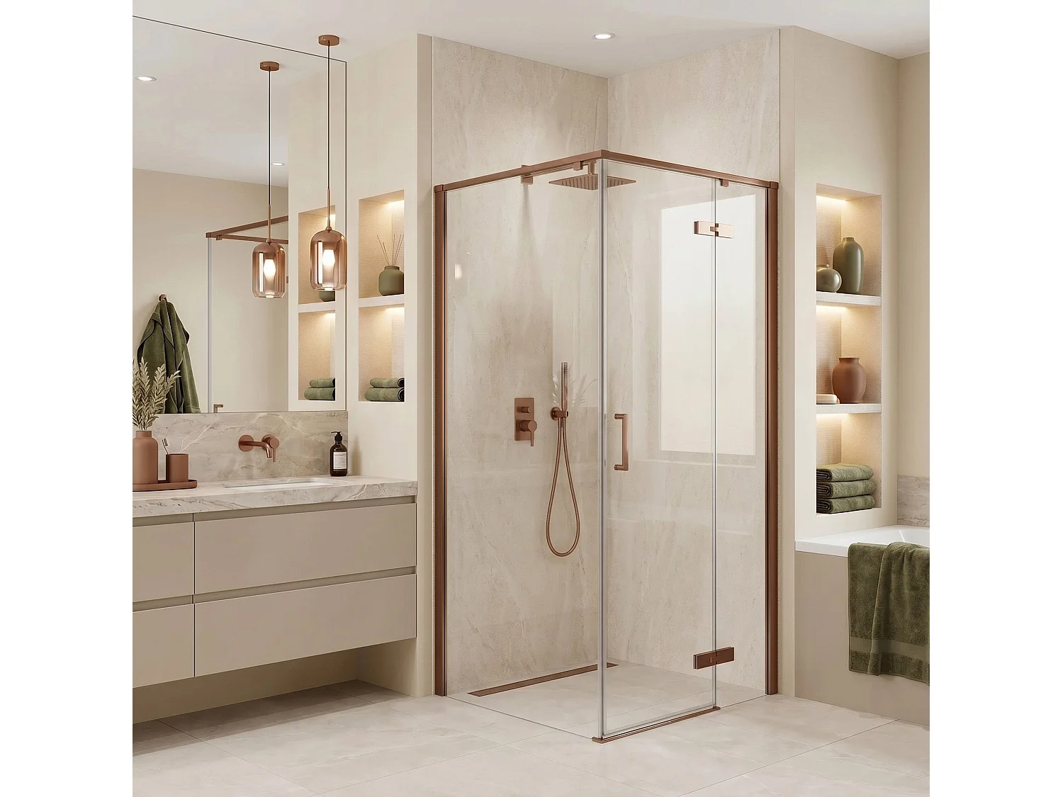 Douchecabine Rea Bruno 90X90 Brush Copper