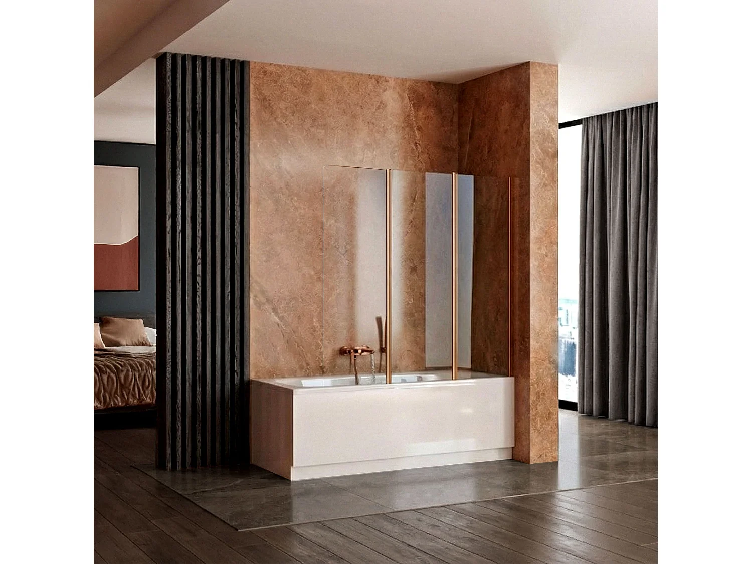 Pare-Baignoire Rea Agat-3 120 Brush Copper