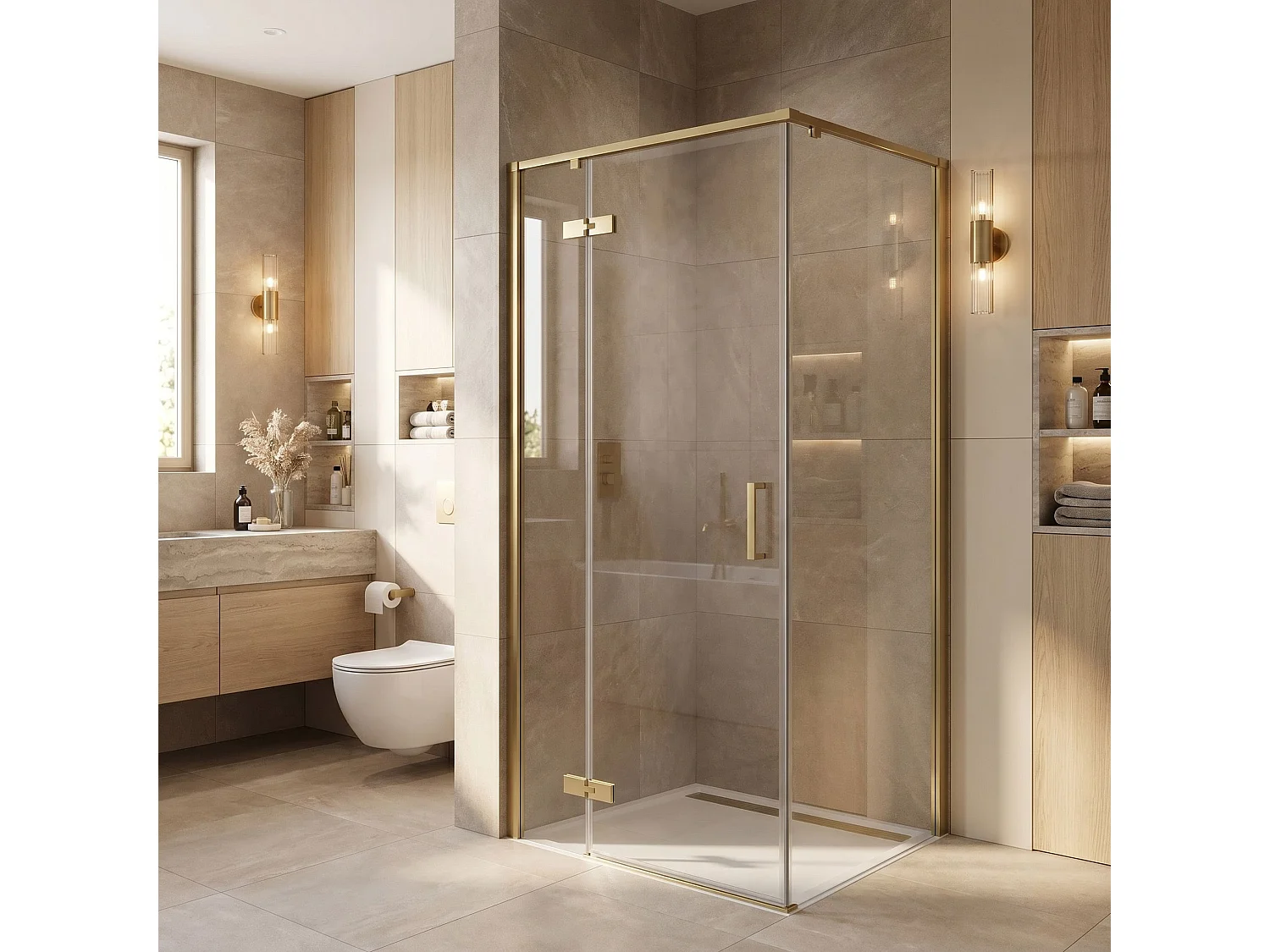 Douchecabine Rea Bruno 90X90 Brush Gold
