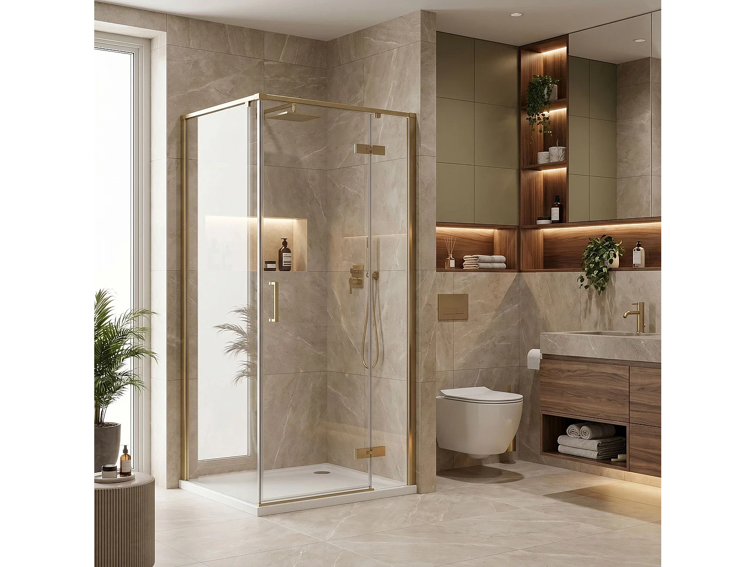 Douchecabine Rea Bruno 90X90 Brush Gold