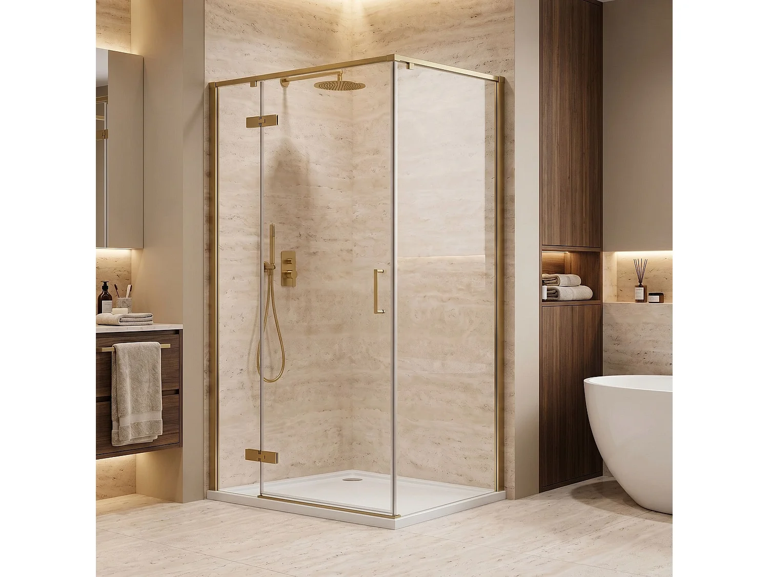 Douchecabine Rea Bruno 90X90 Brush Gold