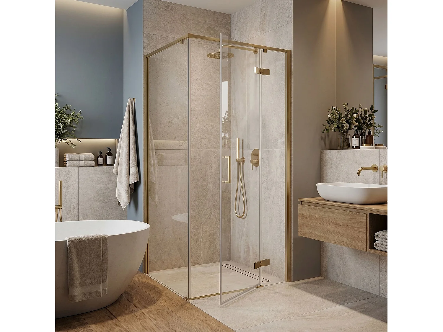 Douchecabine Rea Bruno 90X90 Brush Gold