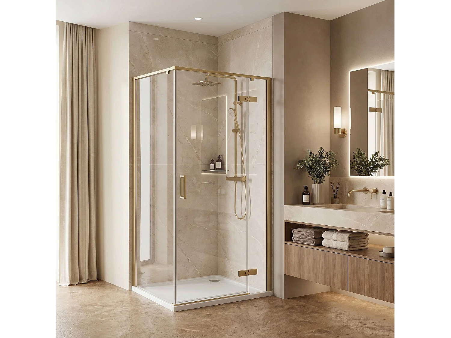 Douchecabine Rea Bruno 90X90 Brush Gold