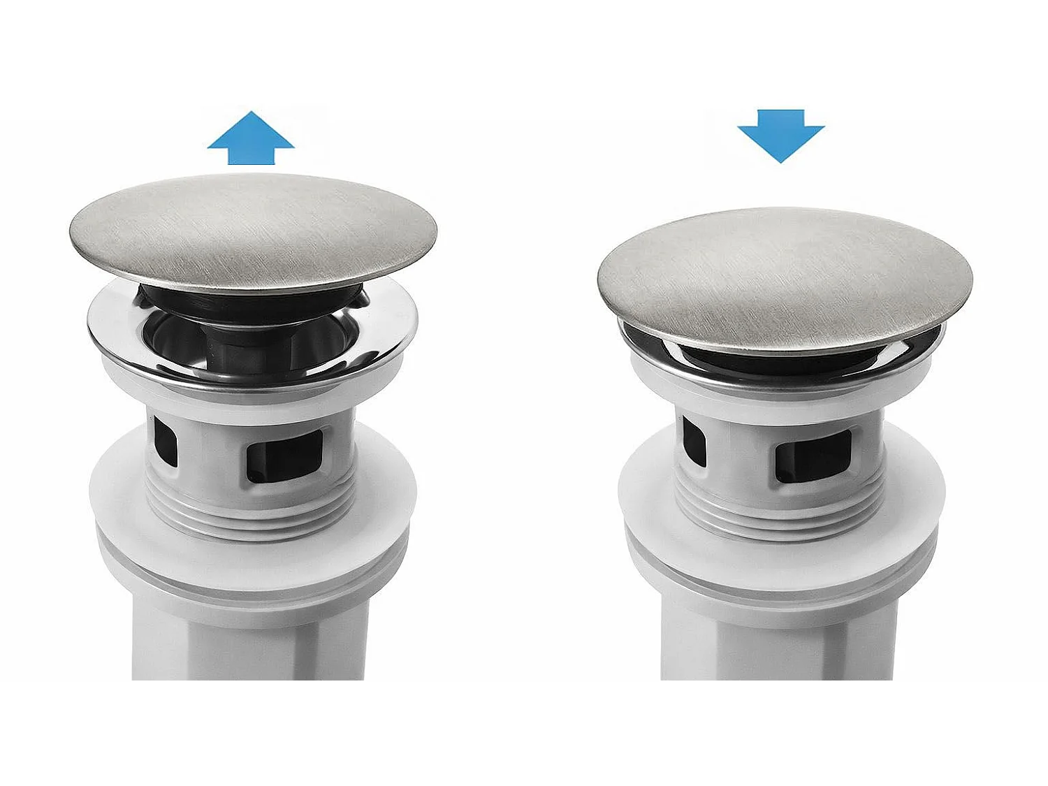 Siphon De Lavabo Universel Clic-Clac Rea Flow Brush Nickiel