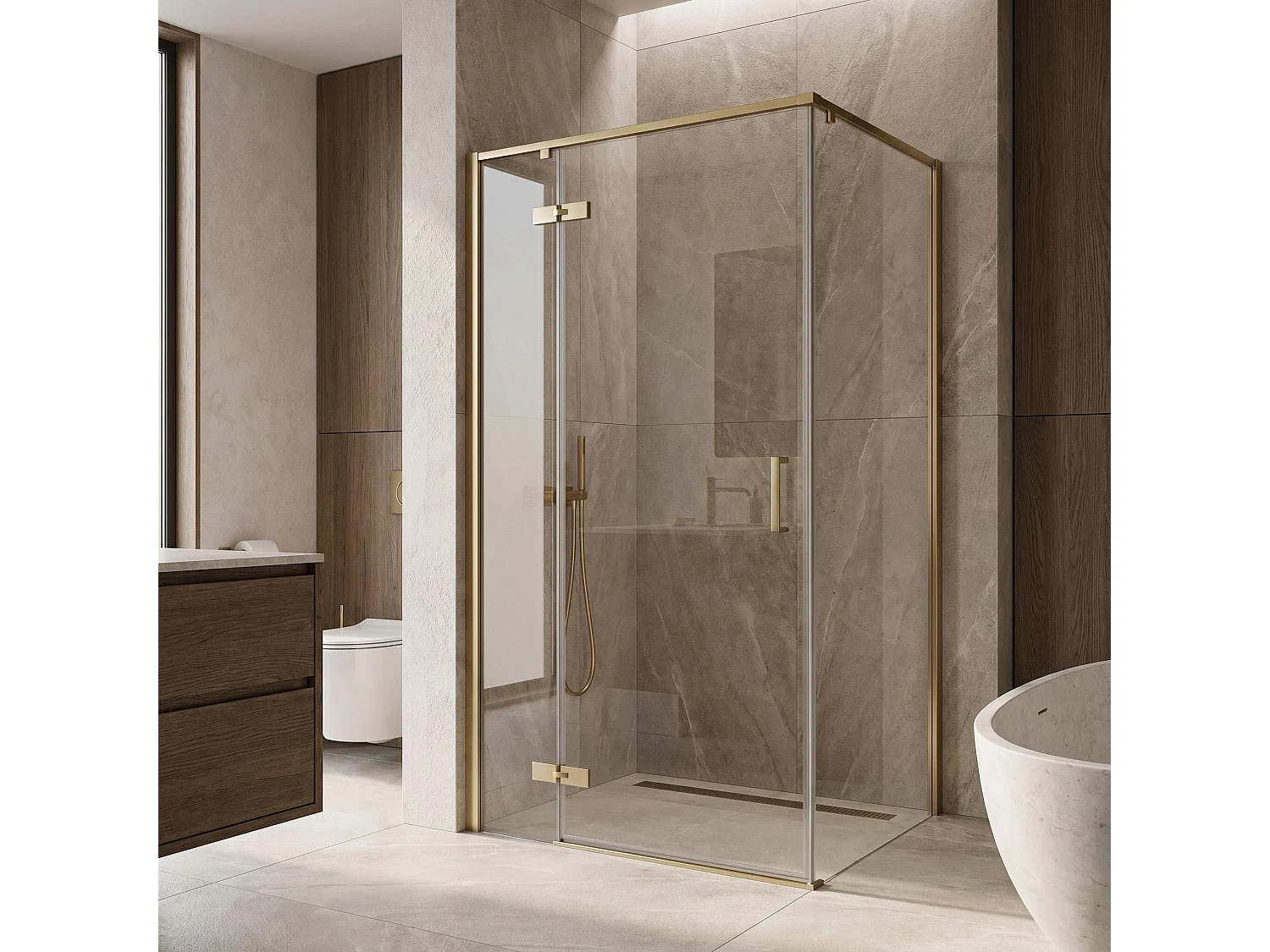 Douchecabine Rea Bruno 80X100 Brush Gold