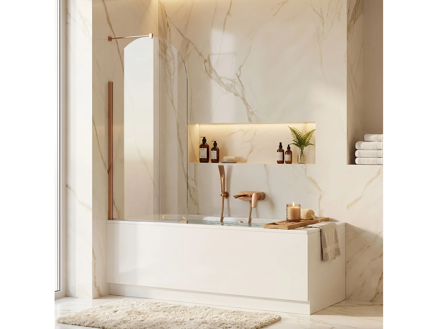 Paroi De Baignoire Rea Travis 80 Brush Copper