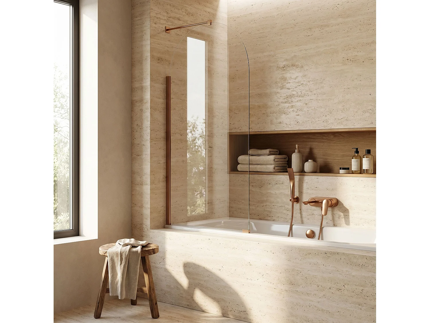 Paroi De Baignoire Rea Travis 80 Brush Copper