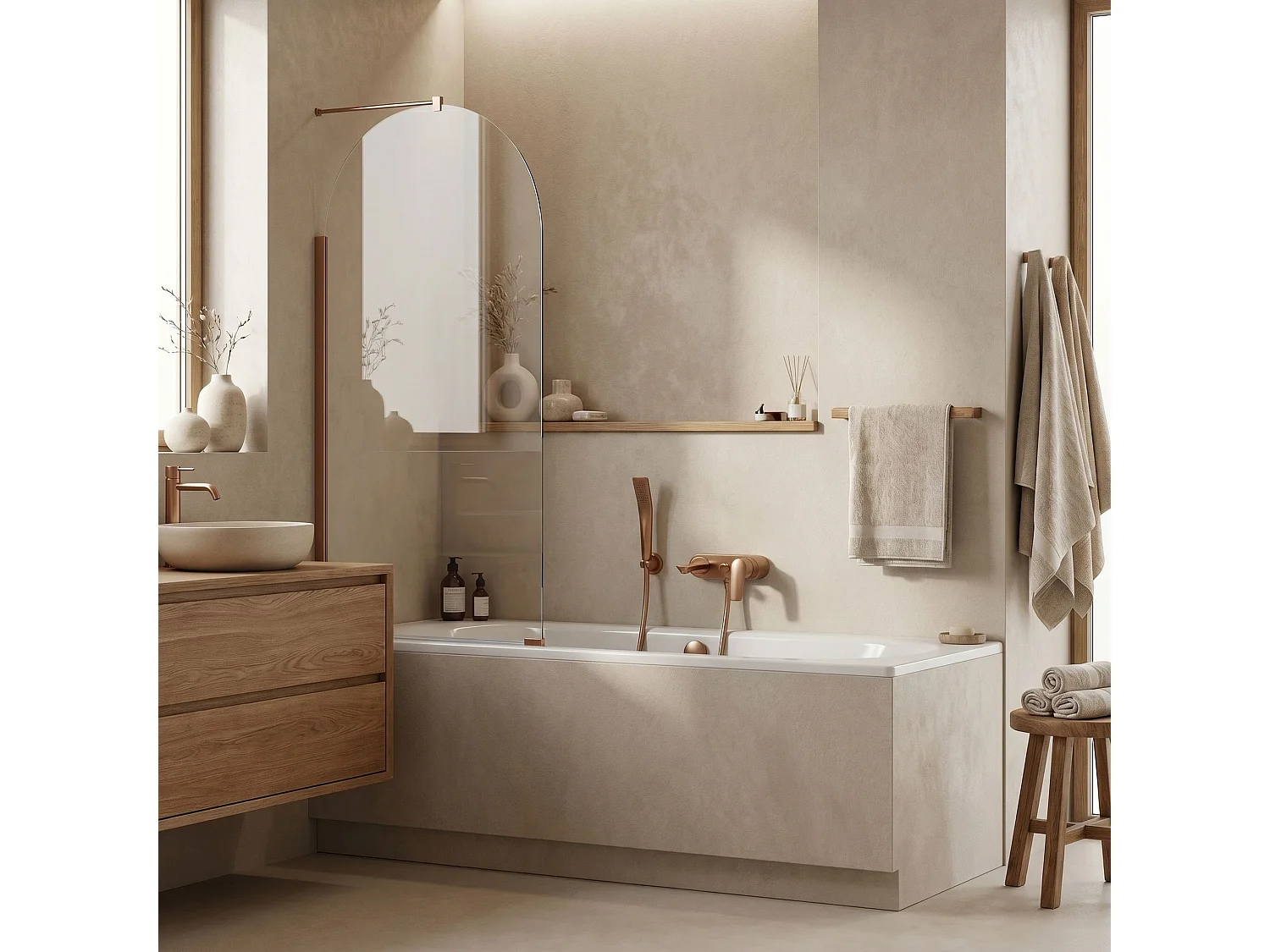 Paroi De Baignoire Rea Travis 80 Brush Copper