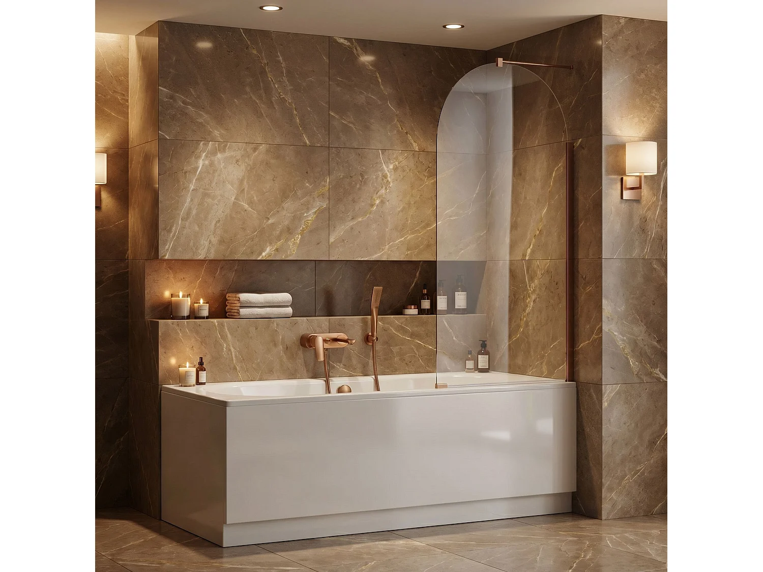 Paroi De Baignoire Rea Travis 80 Brush Copper
