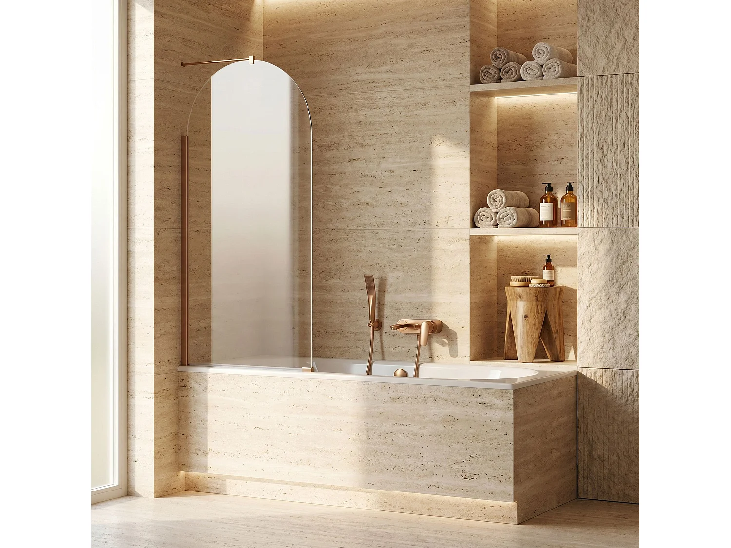Paroi De Baignoire Rea Travis 80 Brush Copper
