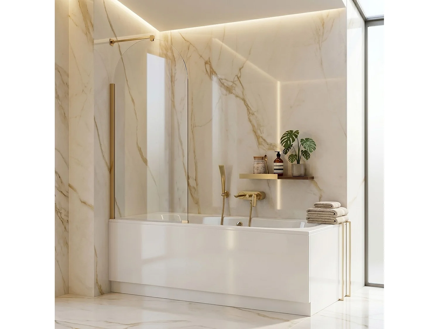 Paroi De Baignoire Rea Travis 80 Brush Gold