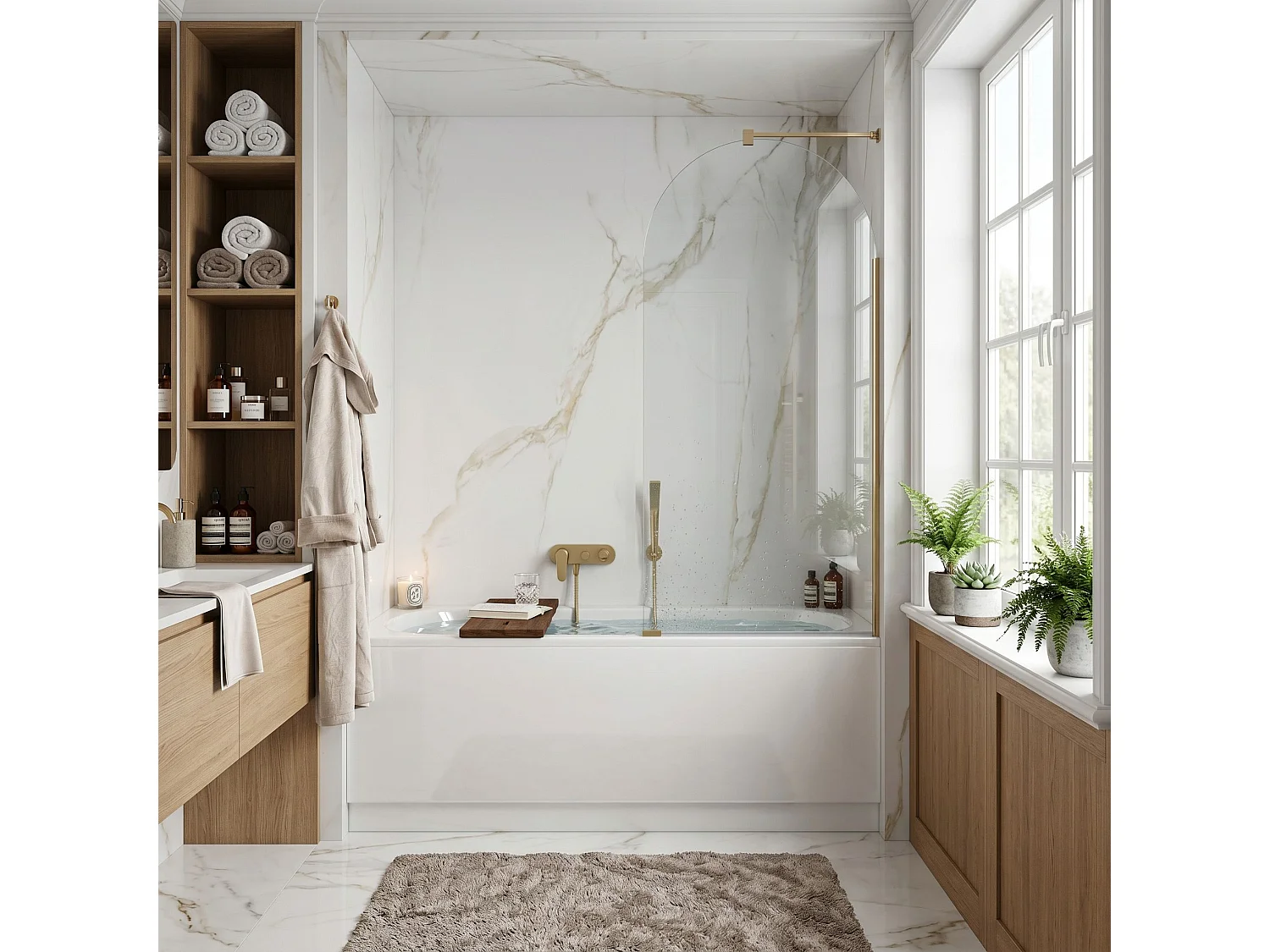 Paroi De Baignoire Rea Travis 80 Brush Gold