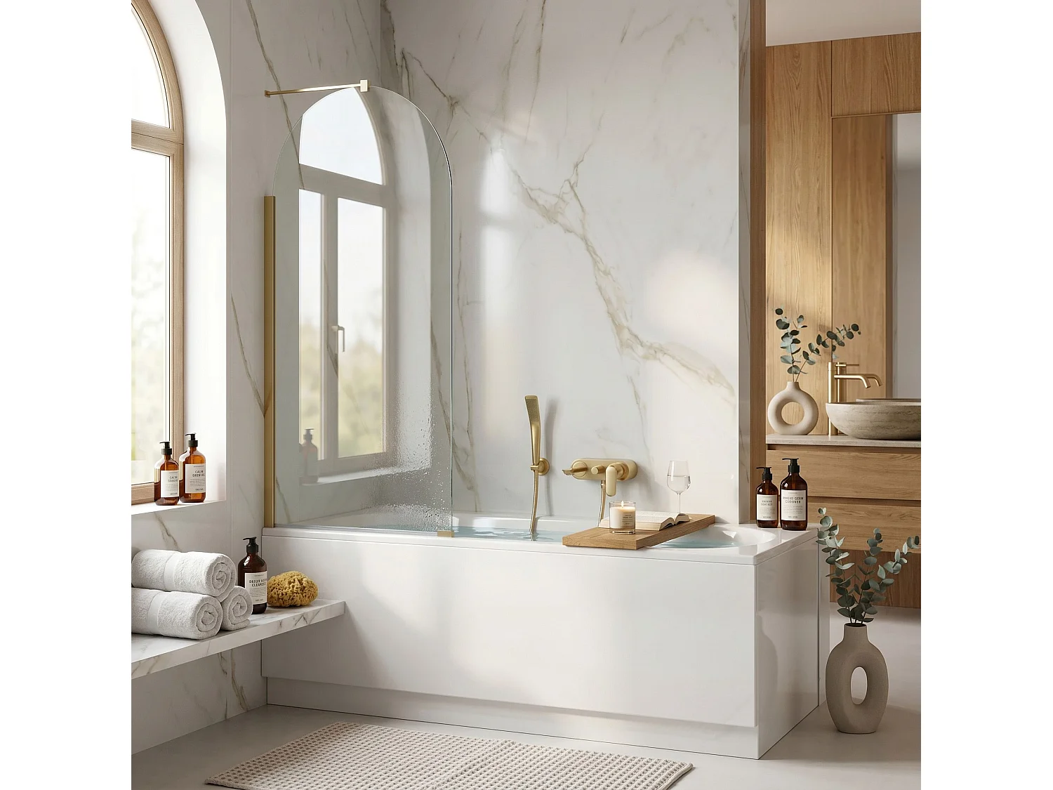 Paroi De Baignoire Rea Travis 80 Brush Gold