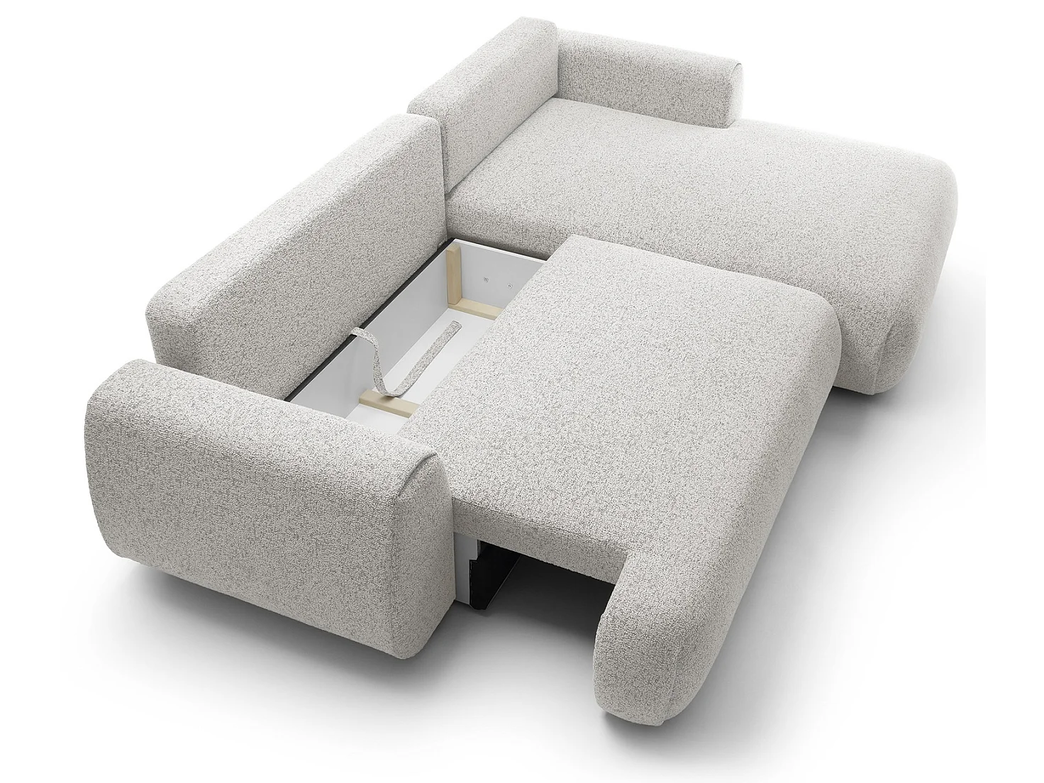 Canapé d'angle avec rangement 270 cm Ralto, style moderne, 5 places, droite, Gris clair