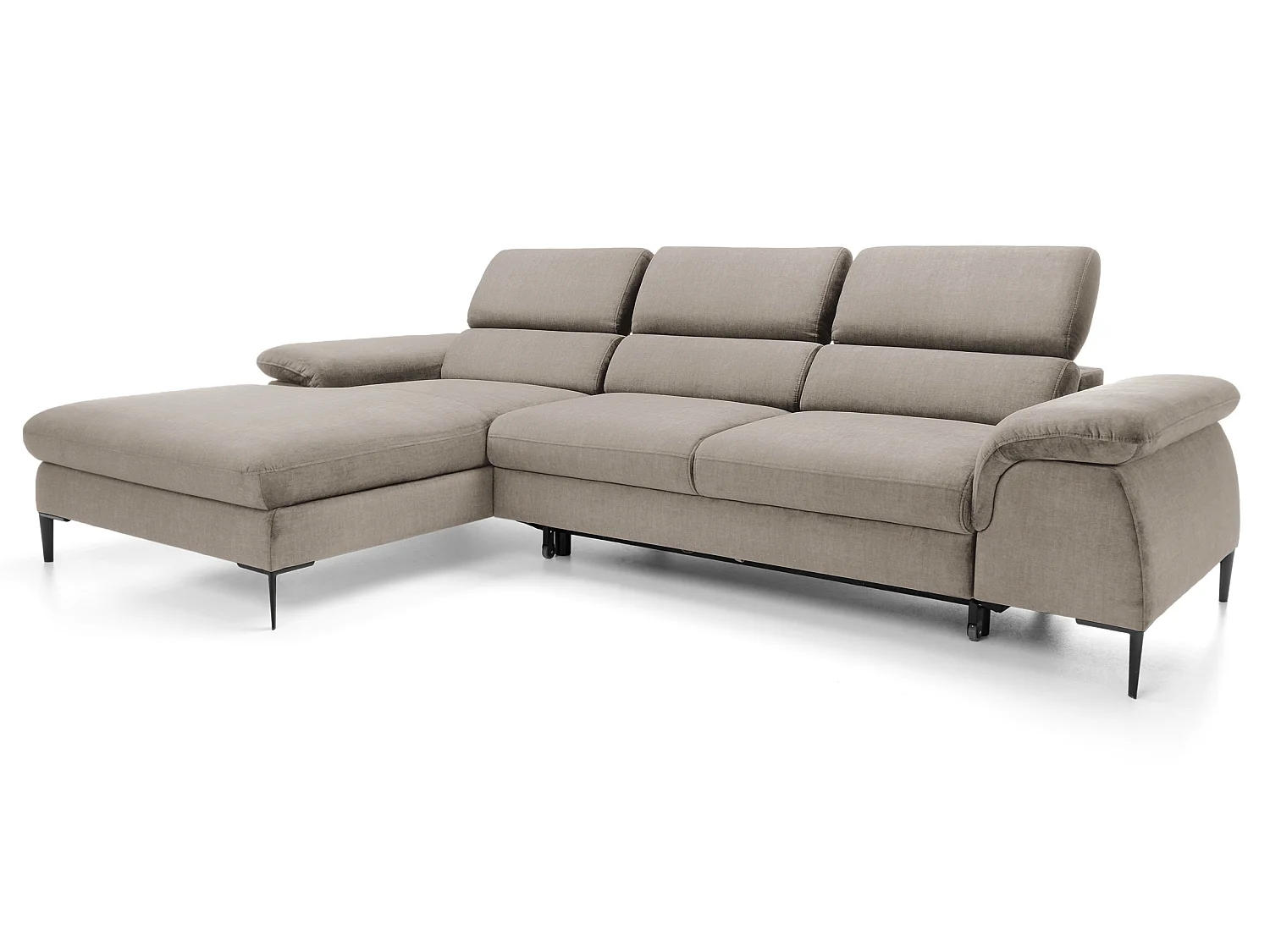 Canapé d'angle convertible 290 cm Amaro M, têtières réglables, coffre de rangement, gauche, Beige foncé