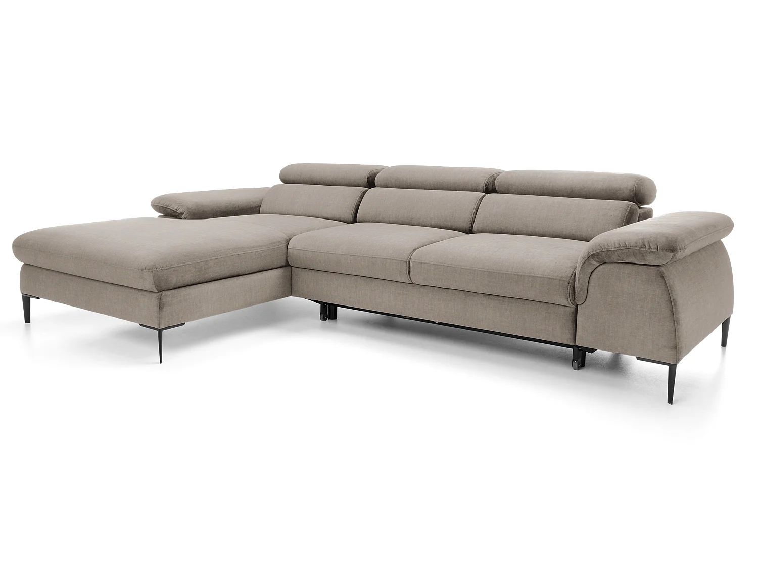 Canapé d'angle convertible 290 cm Amaro M, têtières réglables, coffre de rangement, gauche, Beige foncé