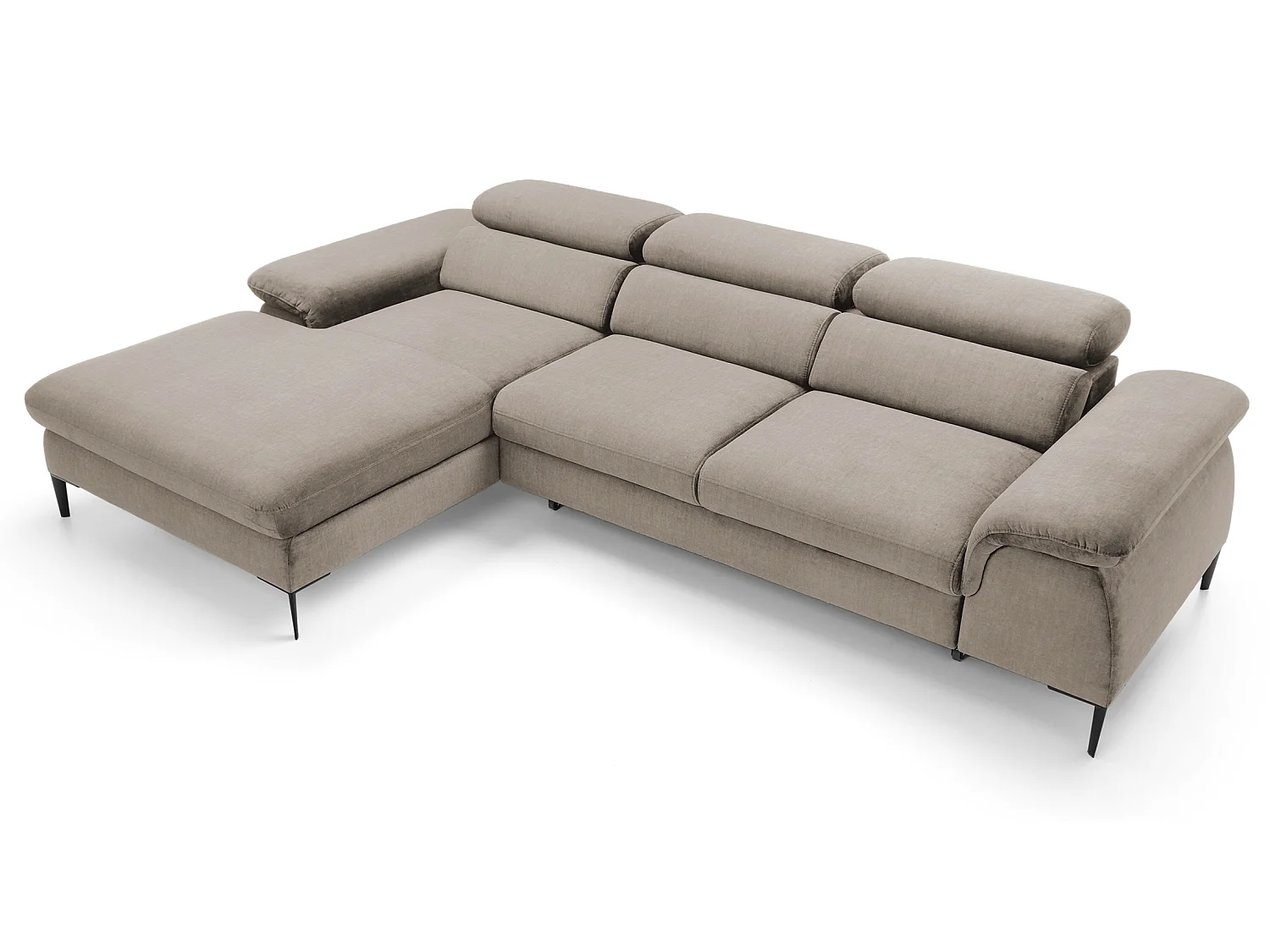 Canapé d'angle convertible 290 cm Amaro M, têtières réglables, coffre de rangement, gauche, Beige foncé
