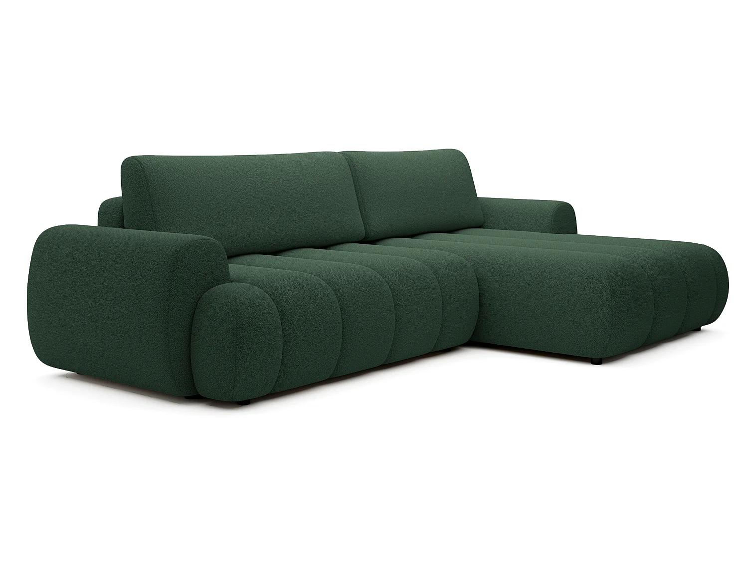 Canapé d'angle convertible 270 cm Puro, style moderne, coffre de rangement, 5 places, droite, Vert