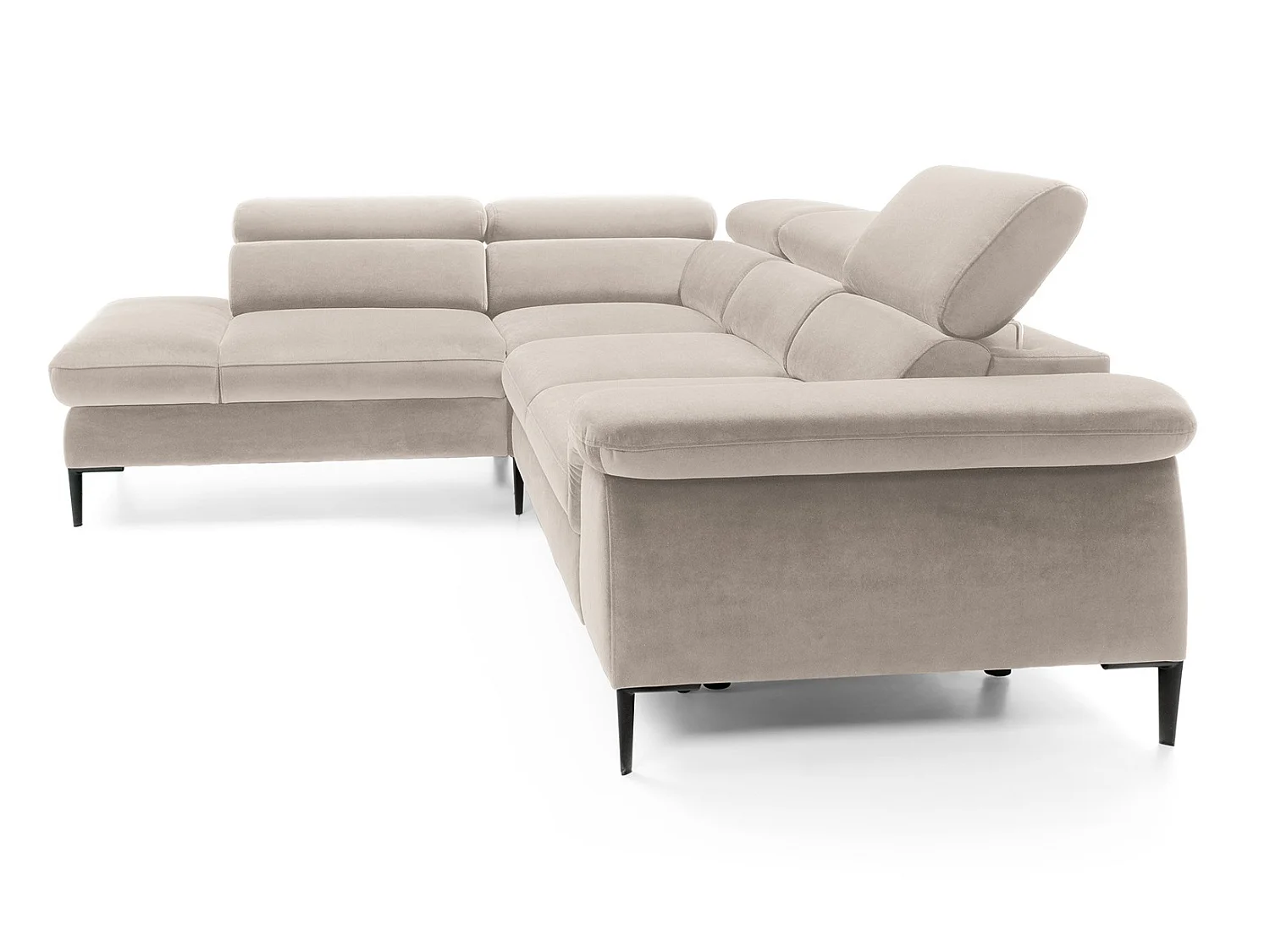 Hoekbank 280 cm Amaro L, verstelbare hoofdsteunen, slaapfunctie en opbergruimte, 5-zits, links, Beige