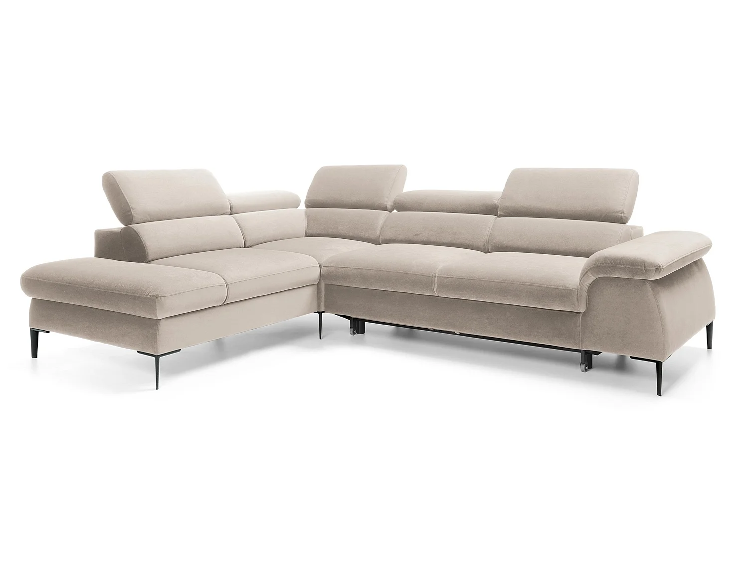 Hoekbank 280 cm Amaro L, verstelbare hoofdsteunen, slaapfunctie en opbergruimte, 5-zits, links, Beige