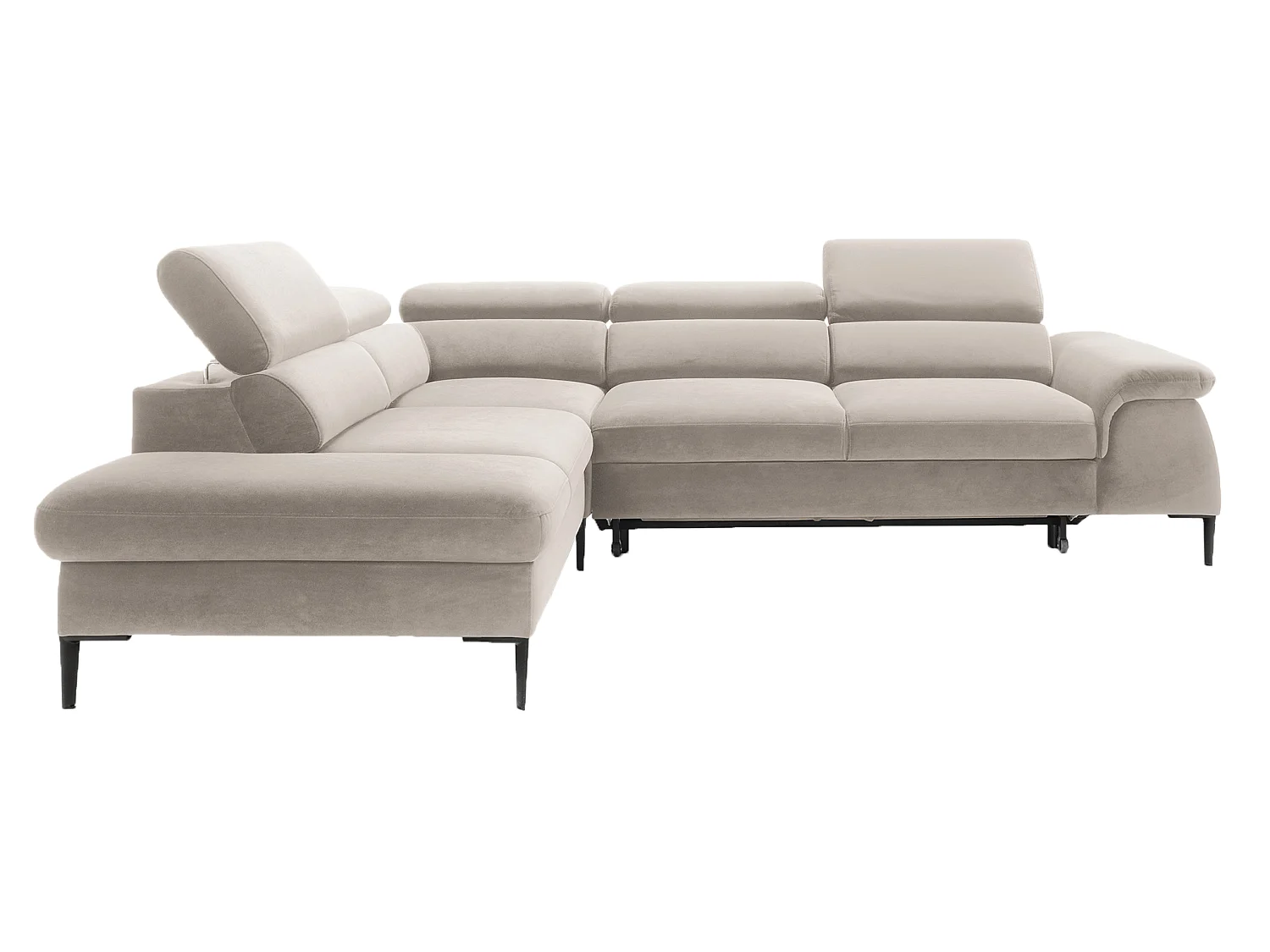 Hoekbank 280 cm Amaro L, verstelbare hoofdsteunen, slaapfunctie en opbergruimte, 5-zits, links, Beige