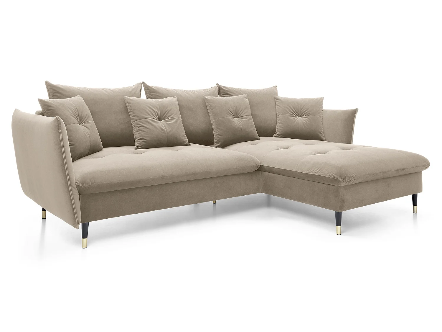 Canapé d’angle convertible 258x167 cm Sagir sur pieds hauts, angle à droite, coffre de rangement, Marron