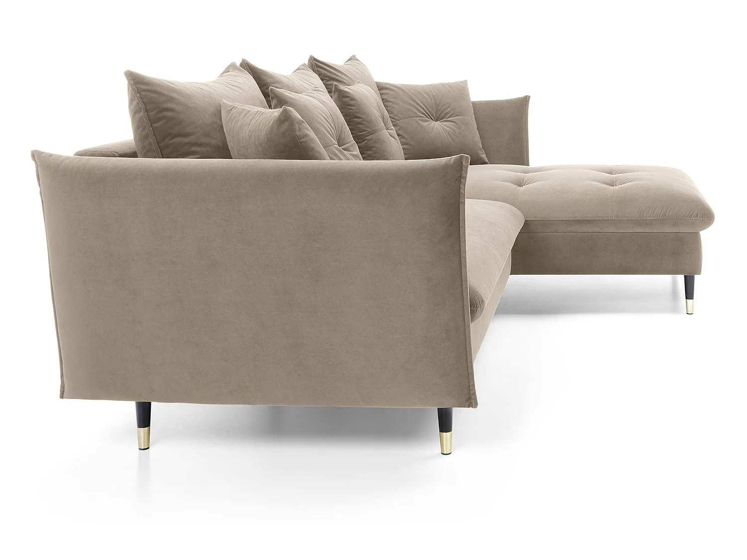 Canapé d’angle convertible 258x167 cm Sagir sur pieds hauts, angle à droite, coffre de rangement, Marron