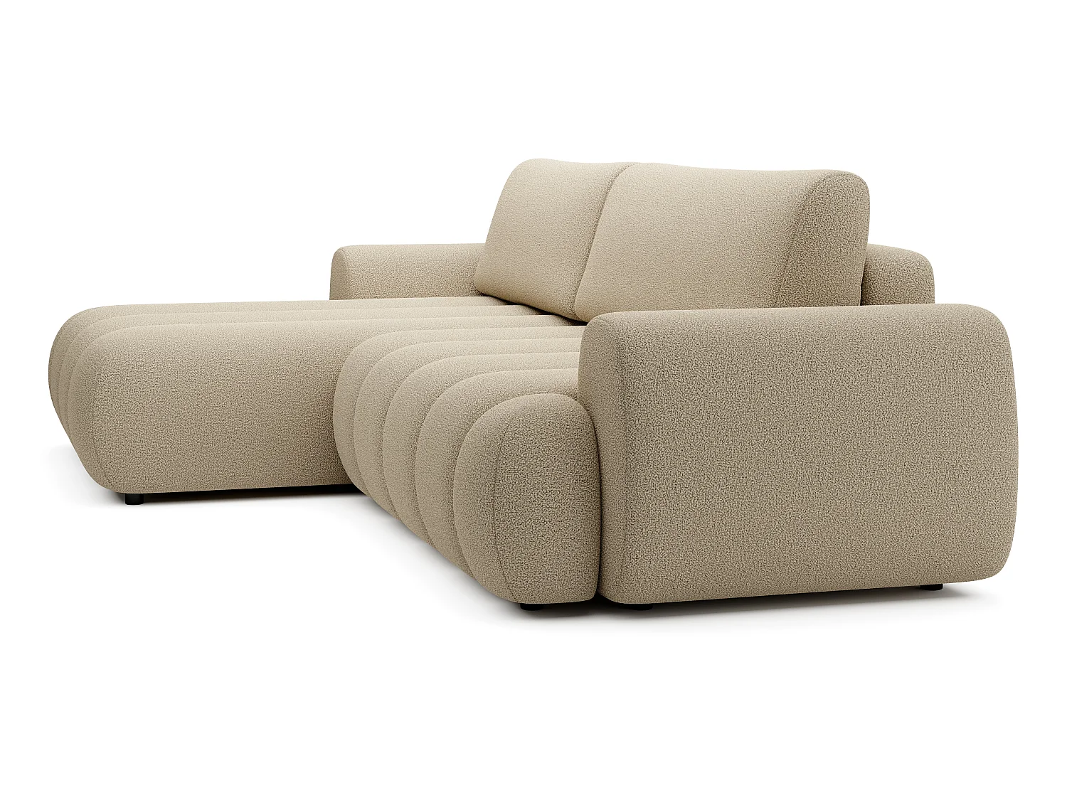 Hoekbank 270 cm Puro, modern design, slaapfunctie en opbergruimte, 5-zits, linkerhoek, Beige