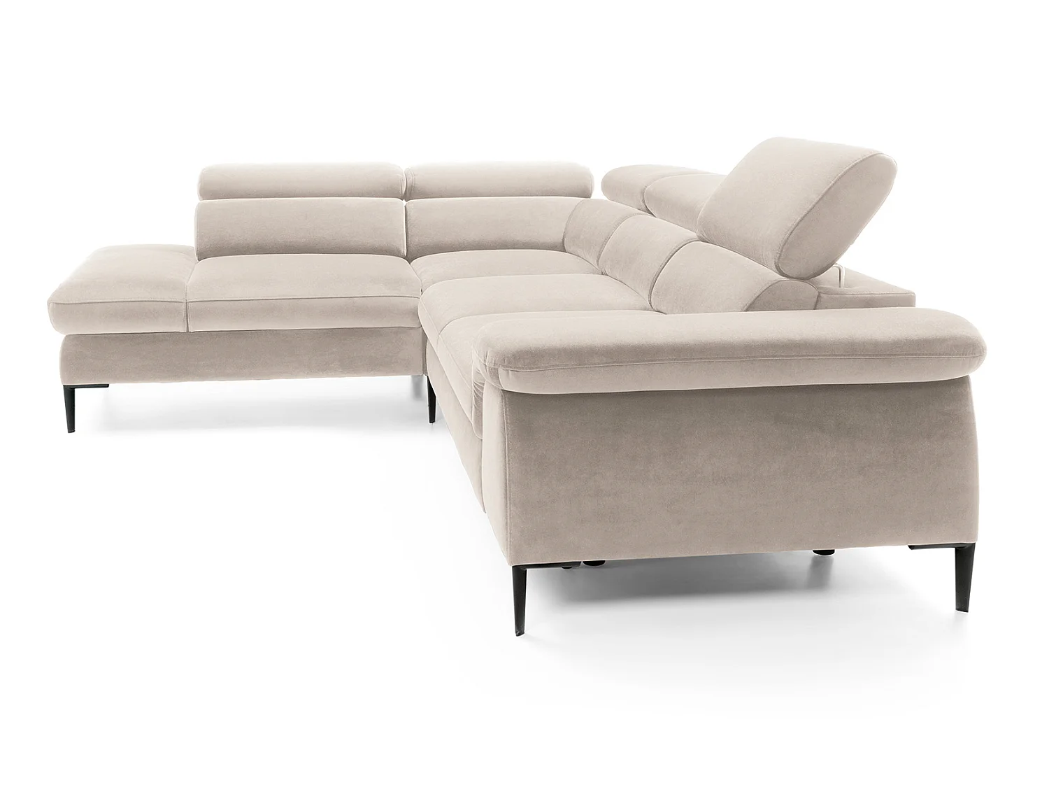 Hoekbank 280 cm Amaro L, verstelbare hoofdsteunen, slaapfunctie en opbergruimte, 5-zits, links, Crème