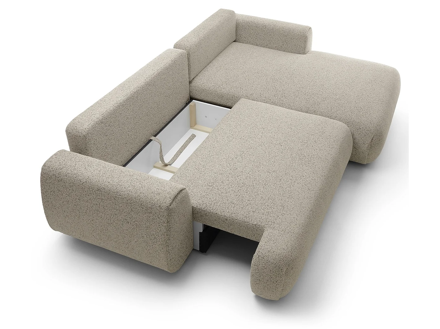 Canapé d'angle avec rangement 270 cm Ralto, style moderne, 5 places, droite, Beige