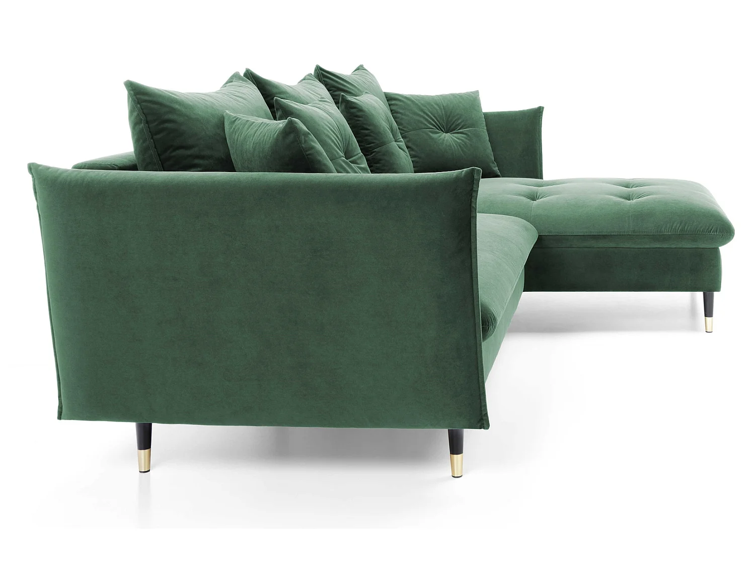 Canapé d’angle convertible 258x167 cm Sagir sur pieds hauts, angle à droite, coffre de rangement, Vert