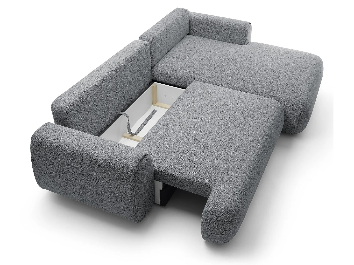 Canapé d'angle avec rangement 270 cm Ralto, style moderne, 5 places, droite, Gris