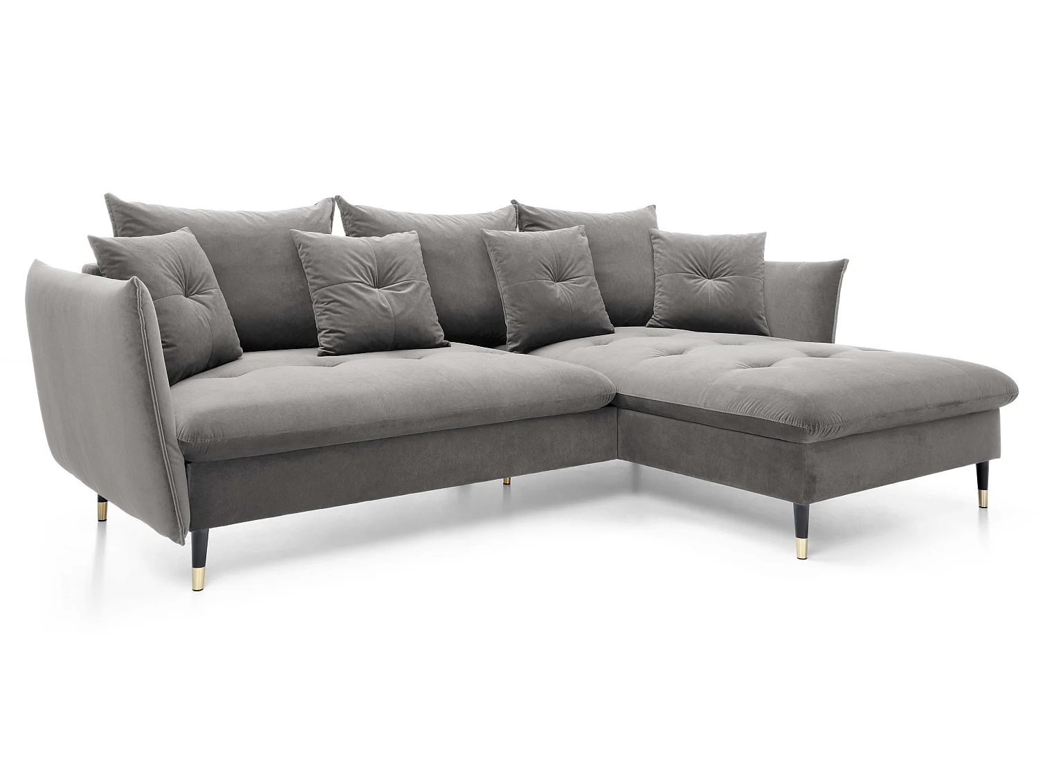 Canapé d’angle convertible 258x167 cm Sagir sur pieds hauts, angle à droite, coffre de rangement, Gris