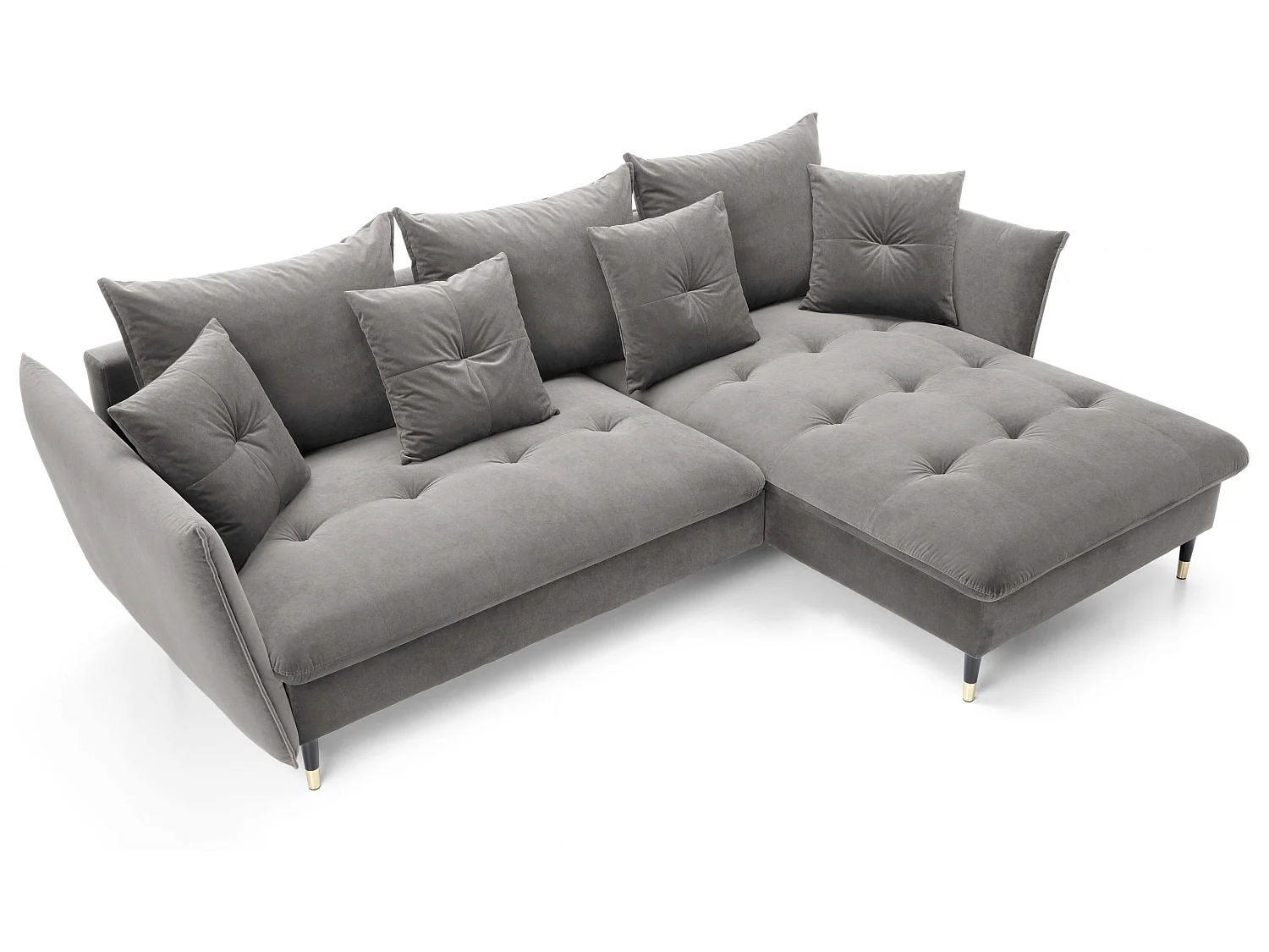 Canapé d’angle convertible 258x167 cm Sagir sur pieds hauts, angle à droite, coffre de rangement, Gris