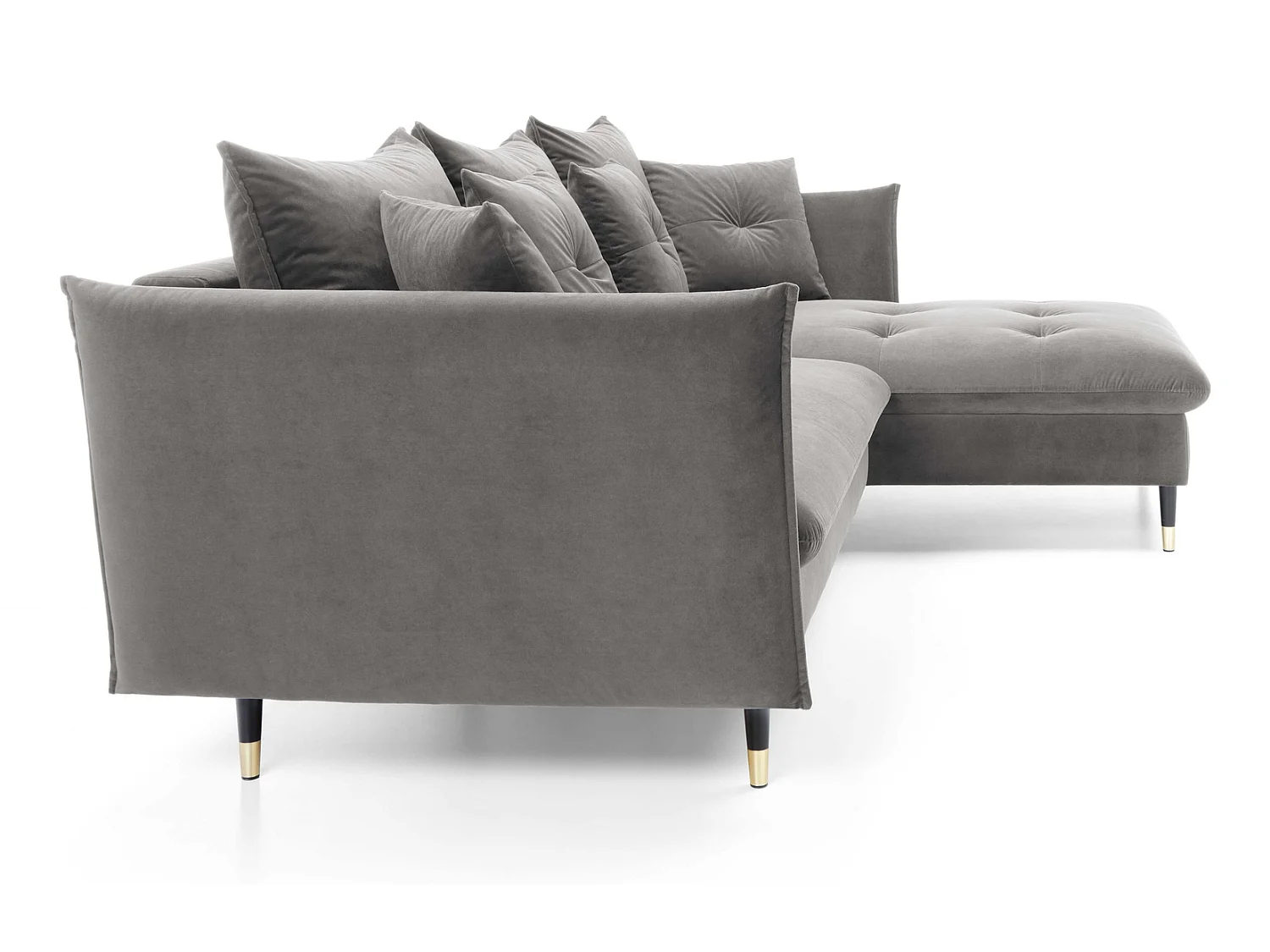 Canapé d’angle convertible 258x167 cm Sagir sur pieds hauts, angle à droite, coffre de rangement, Gris